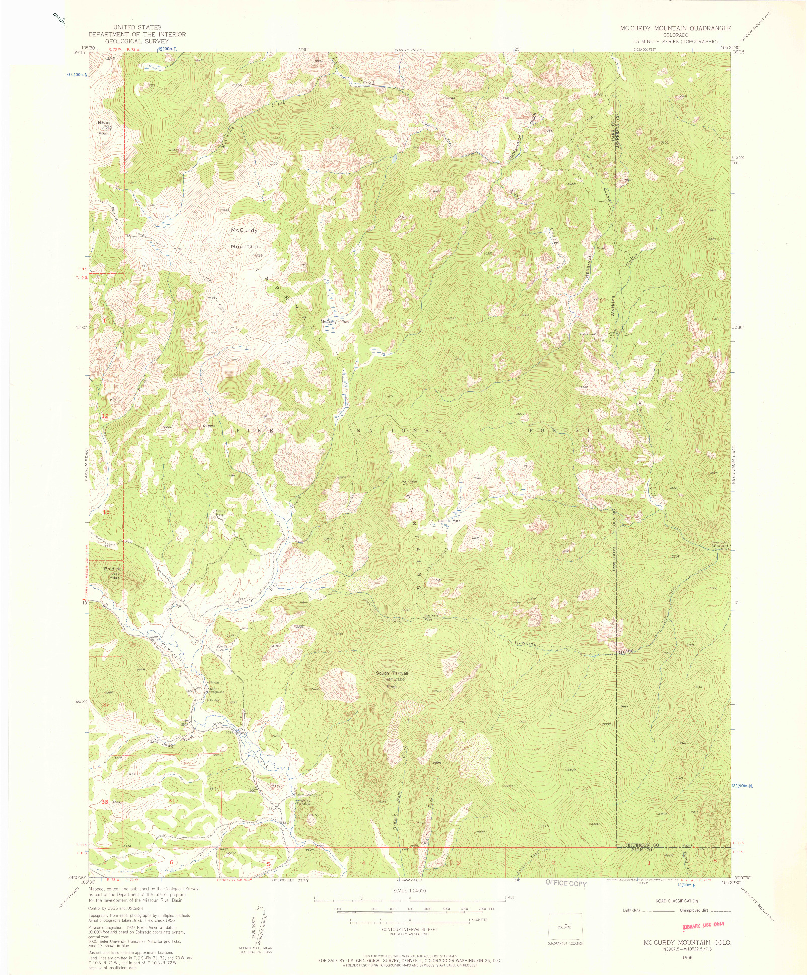 USGS 1:24000-SCALE QUADRANGLE FOR MC CURDY MOUNTAIN, CO 1956