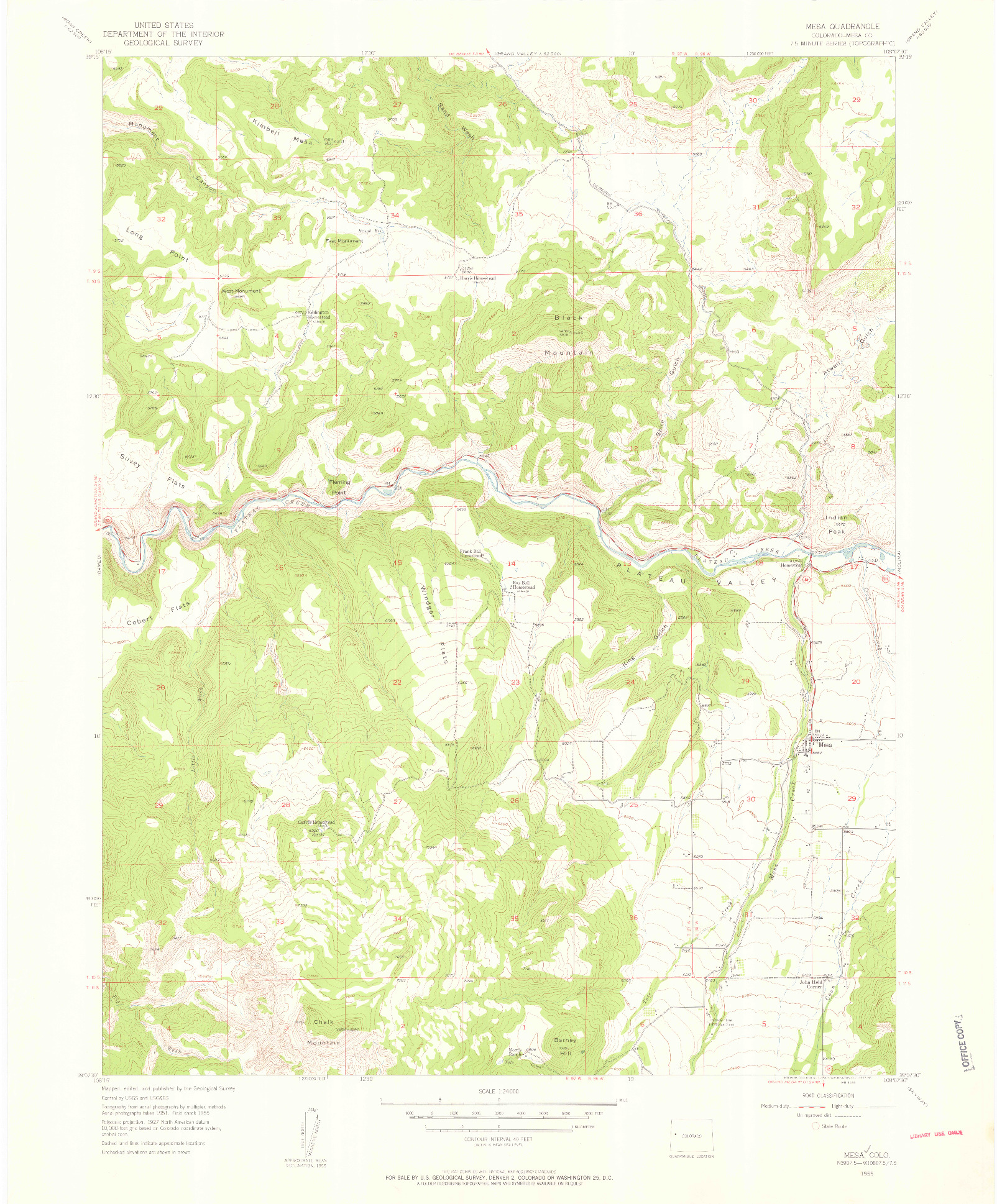 USGS 1:24000-SCALE QUADRANGLE FOR MESA, CO 1955