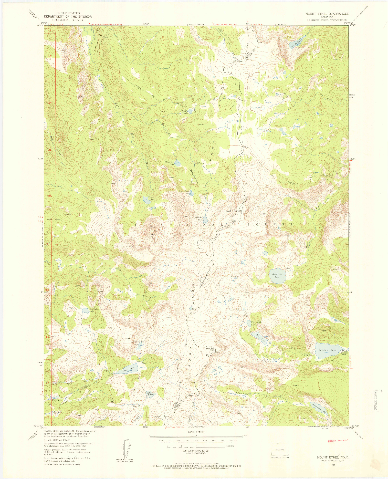 USGS 1:24000-SCALE QUADRANGLE FOR MOUNT ETHEL, CO 1955