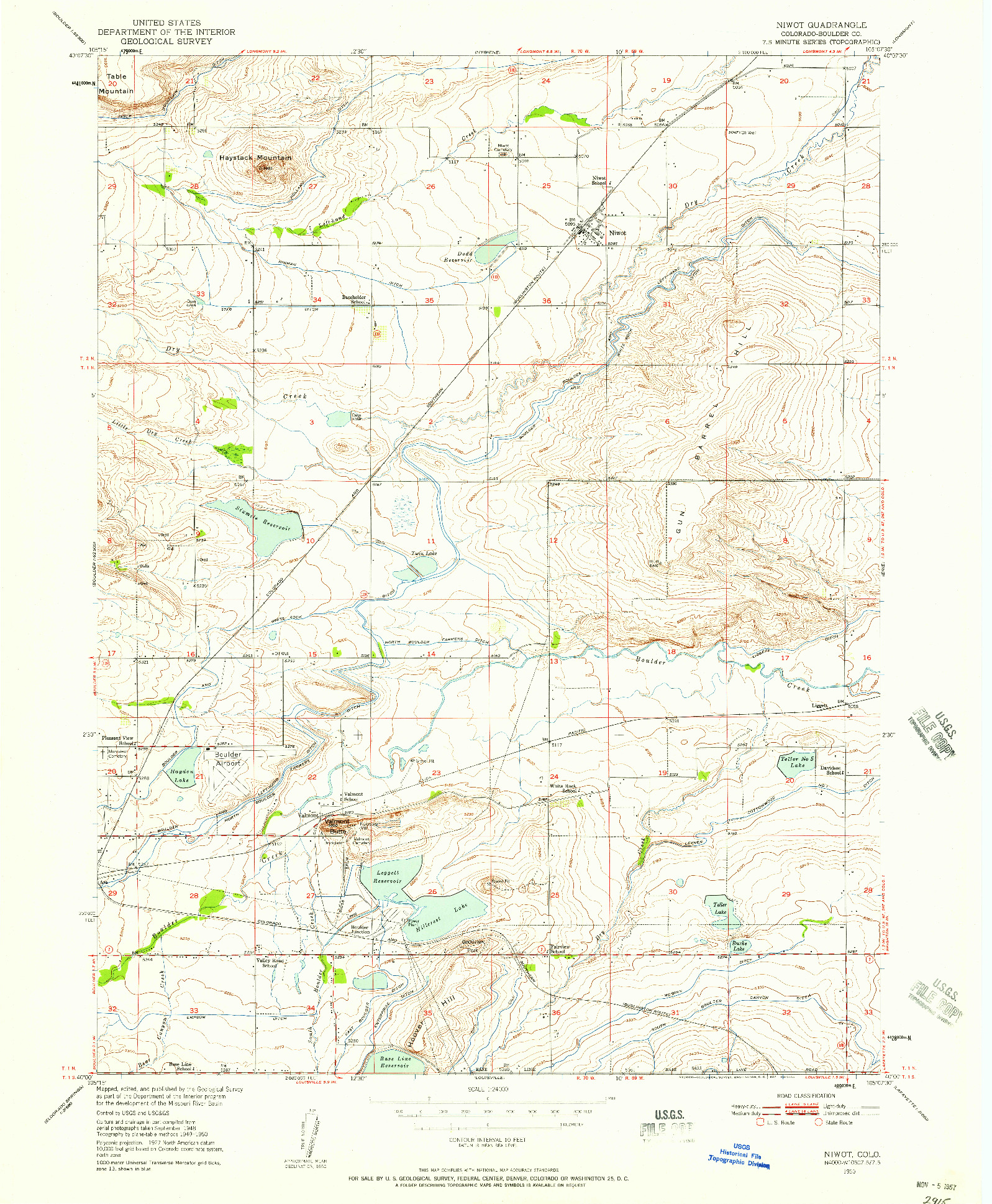 USGS 1:24000-SCALE QUADRANGLE FOR NIWOT, CO 1950