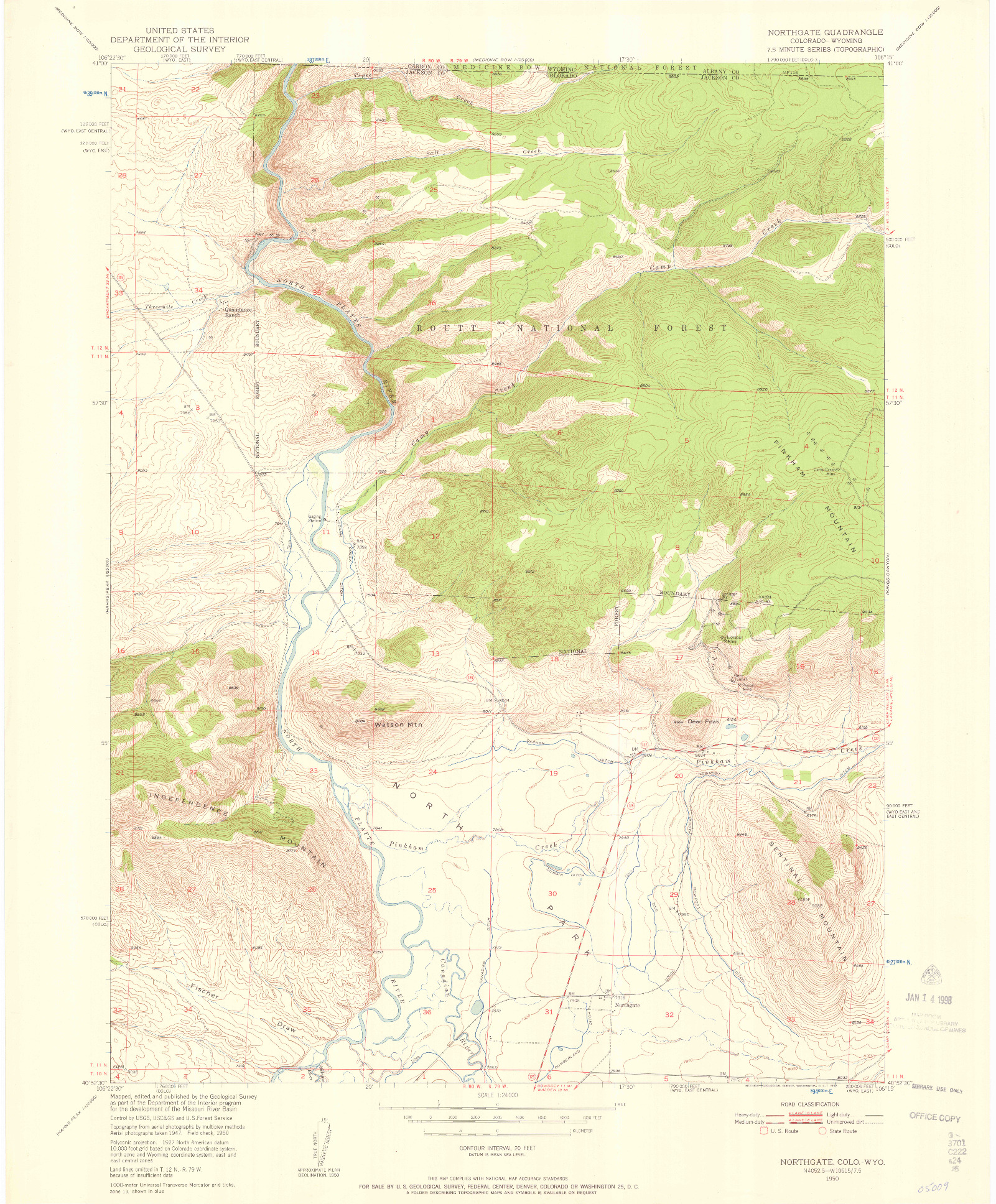 USGS 1:24000-SCALE QUADRANGLE FOR NORTHGATE, CO 1950