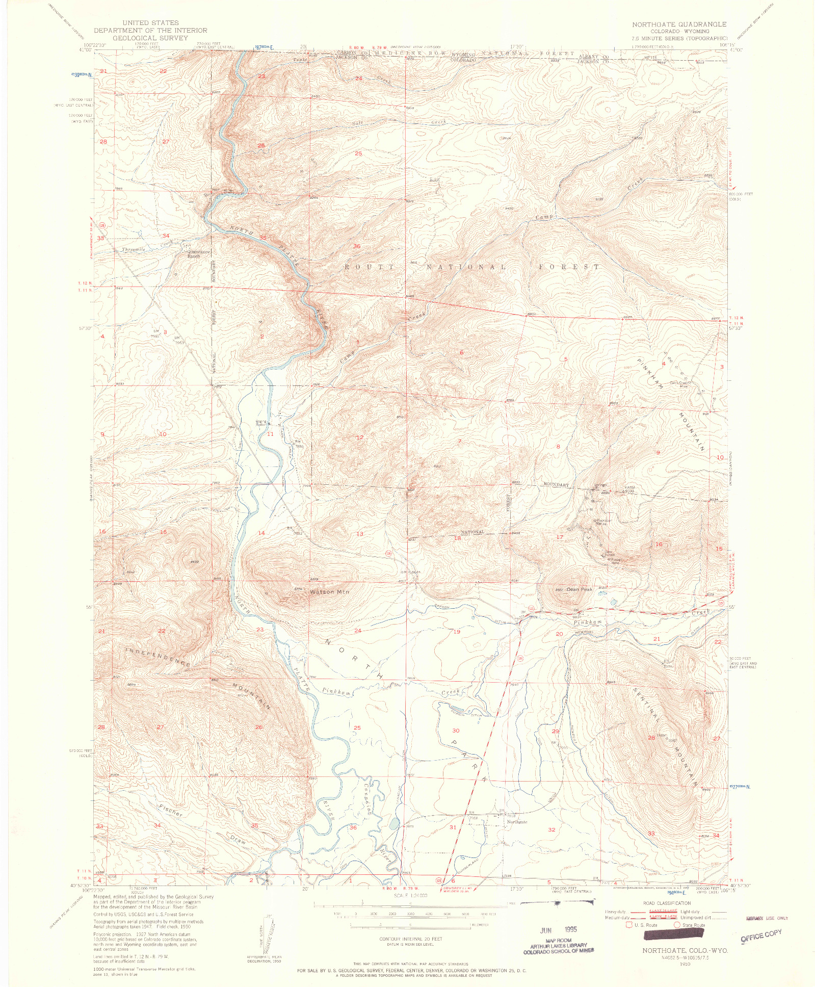 USGS 1:24000-SCALE QUADRANGLE FOR NORTHGATE, CO 1950