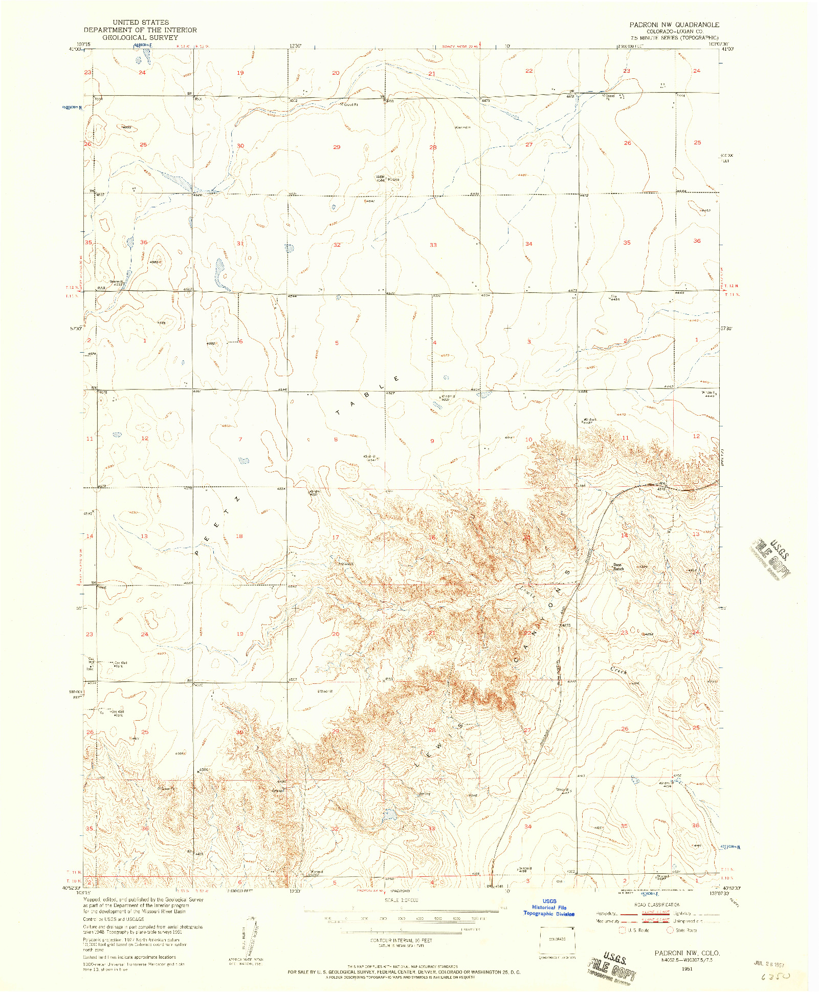 USGS 1:24000-SCALE QUADRANGLE FOR PADRONI NW, CO 1951
