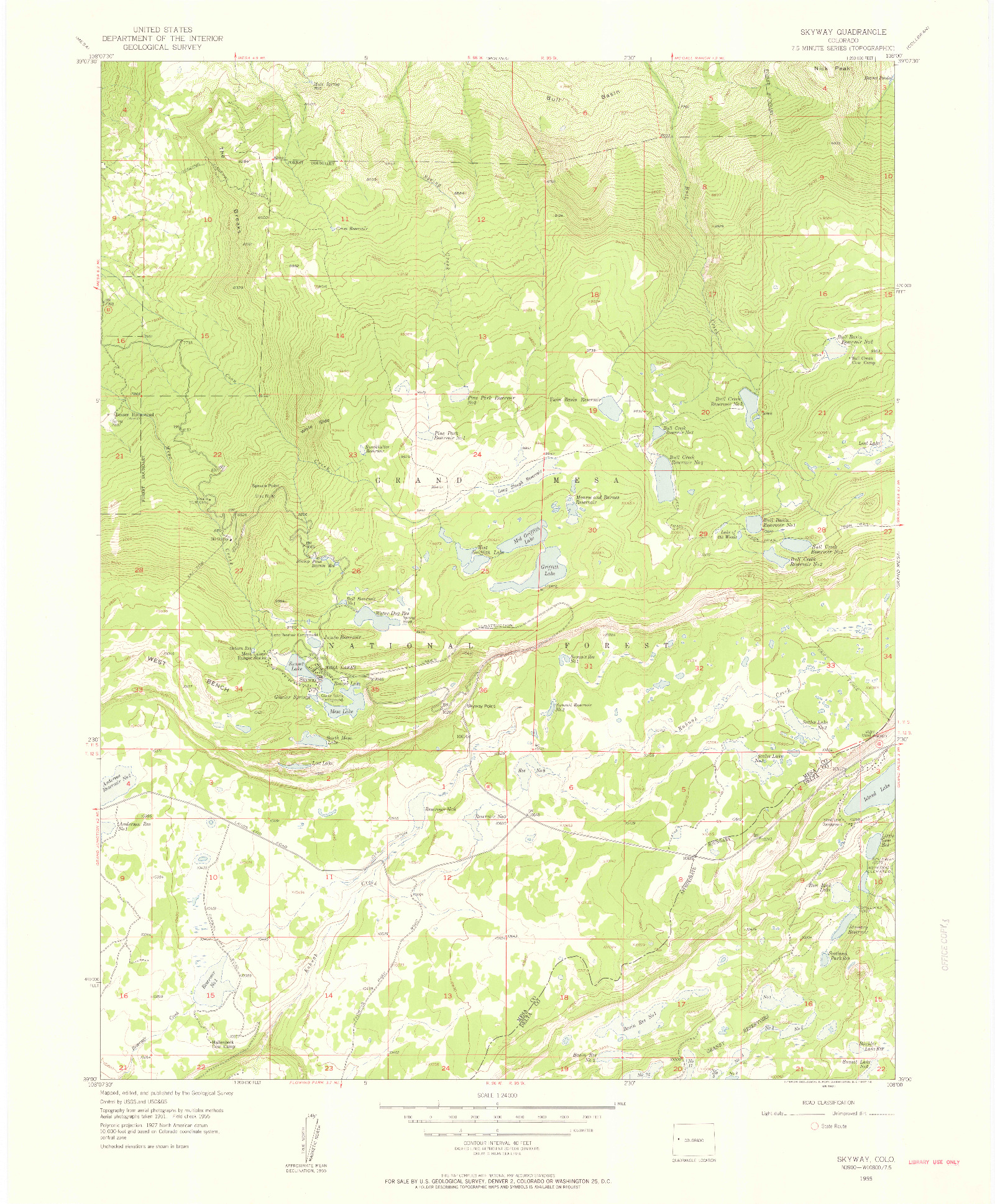 USGS 1:24000-SCALE QUADRANGLE FOR SKYWAY, CO 1955