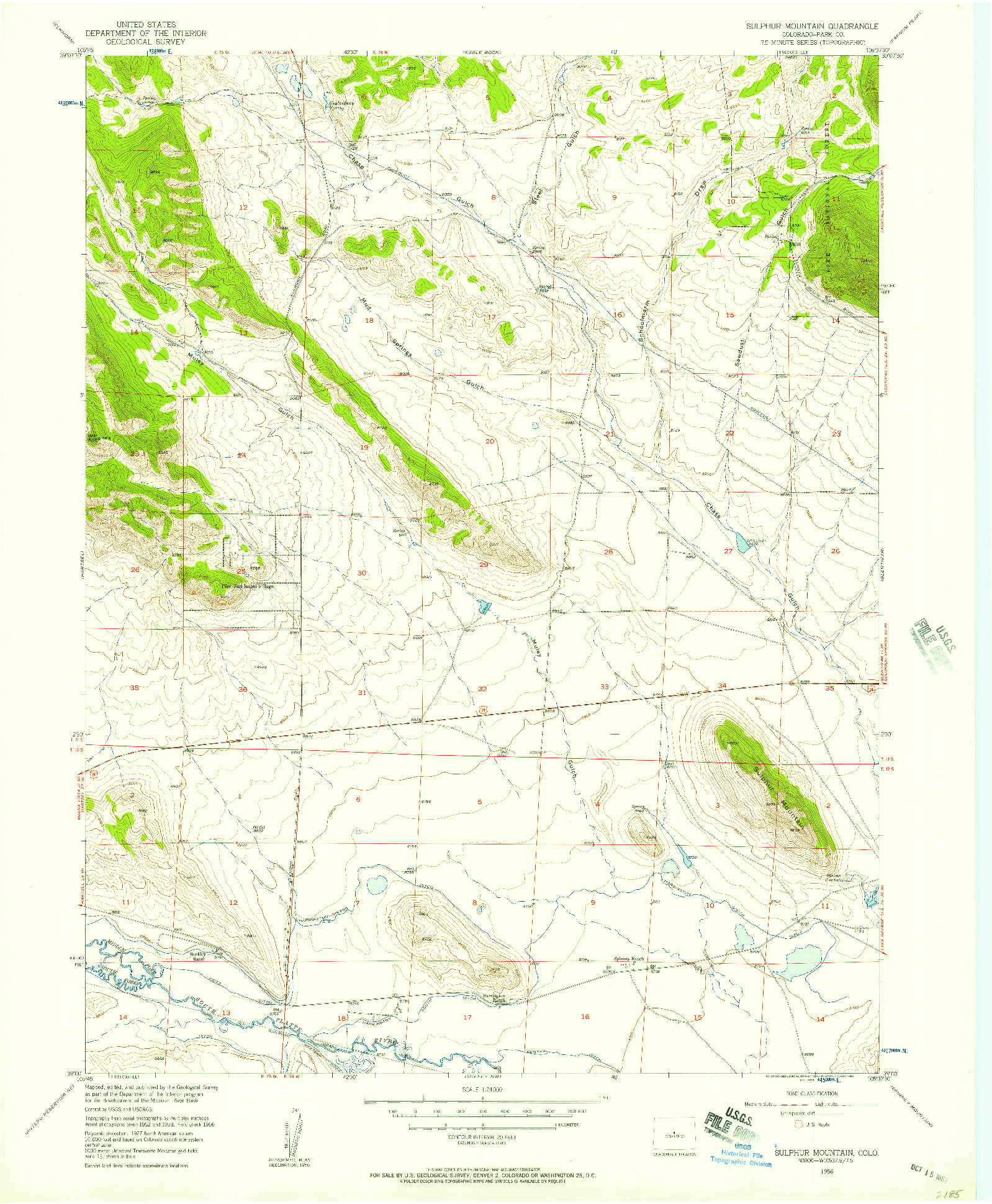 USGS 1:24000-SCALE QUADRANGLE FOR SULPHUR MOUNTAIN, CO 1956