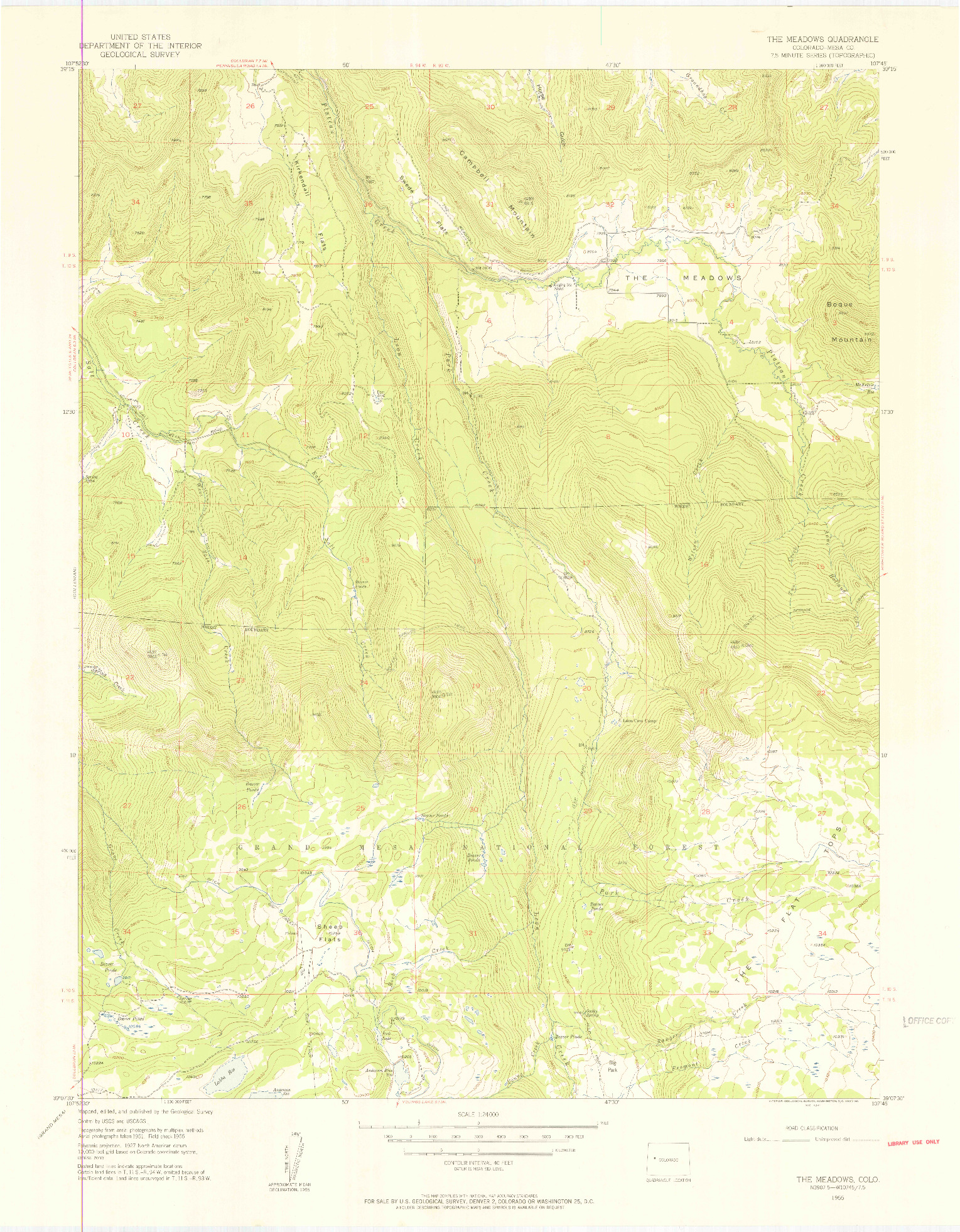 USGS 1:24000-SCALE QUADRANGLE FOR THE MEADOWS, CO 1955