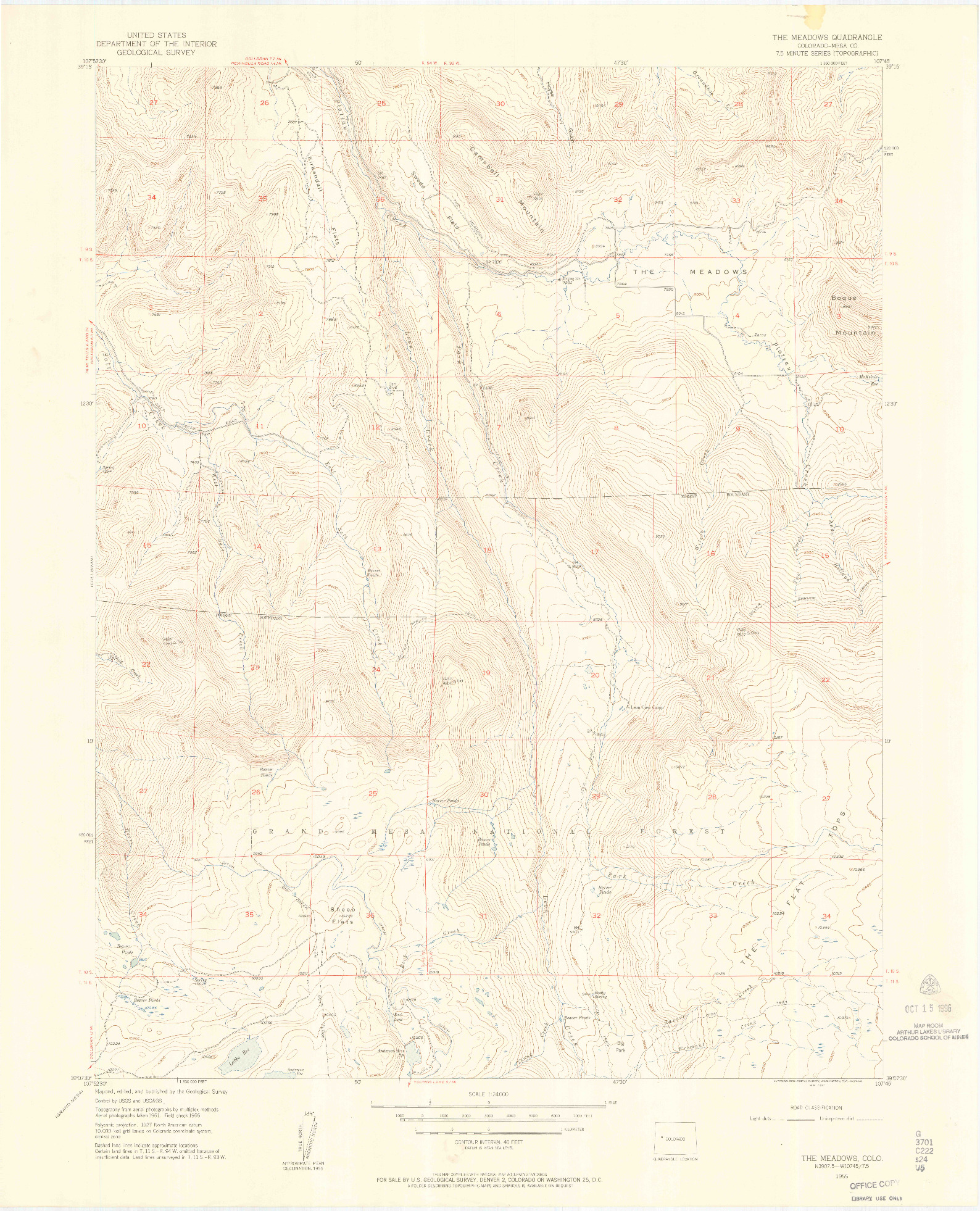 USGS 1:24000-SCALE QUADRANGLE FOR THE MEADOWS, CO 1955