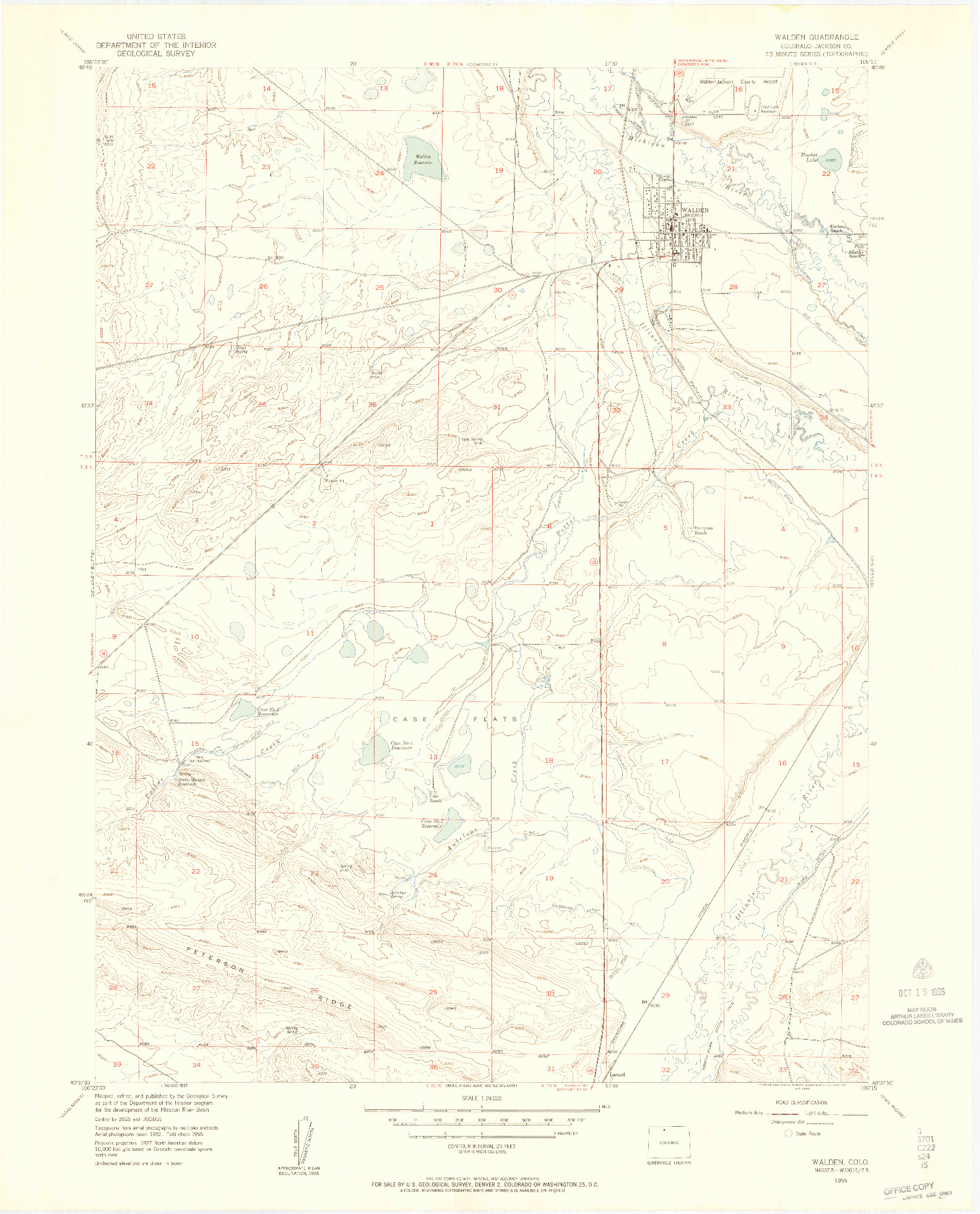 USGS 1:24000-SCALE QUADRANGLE FOR WALDEN, CO 1955