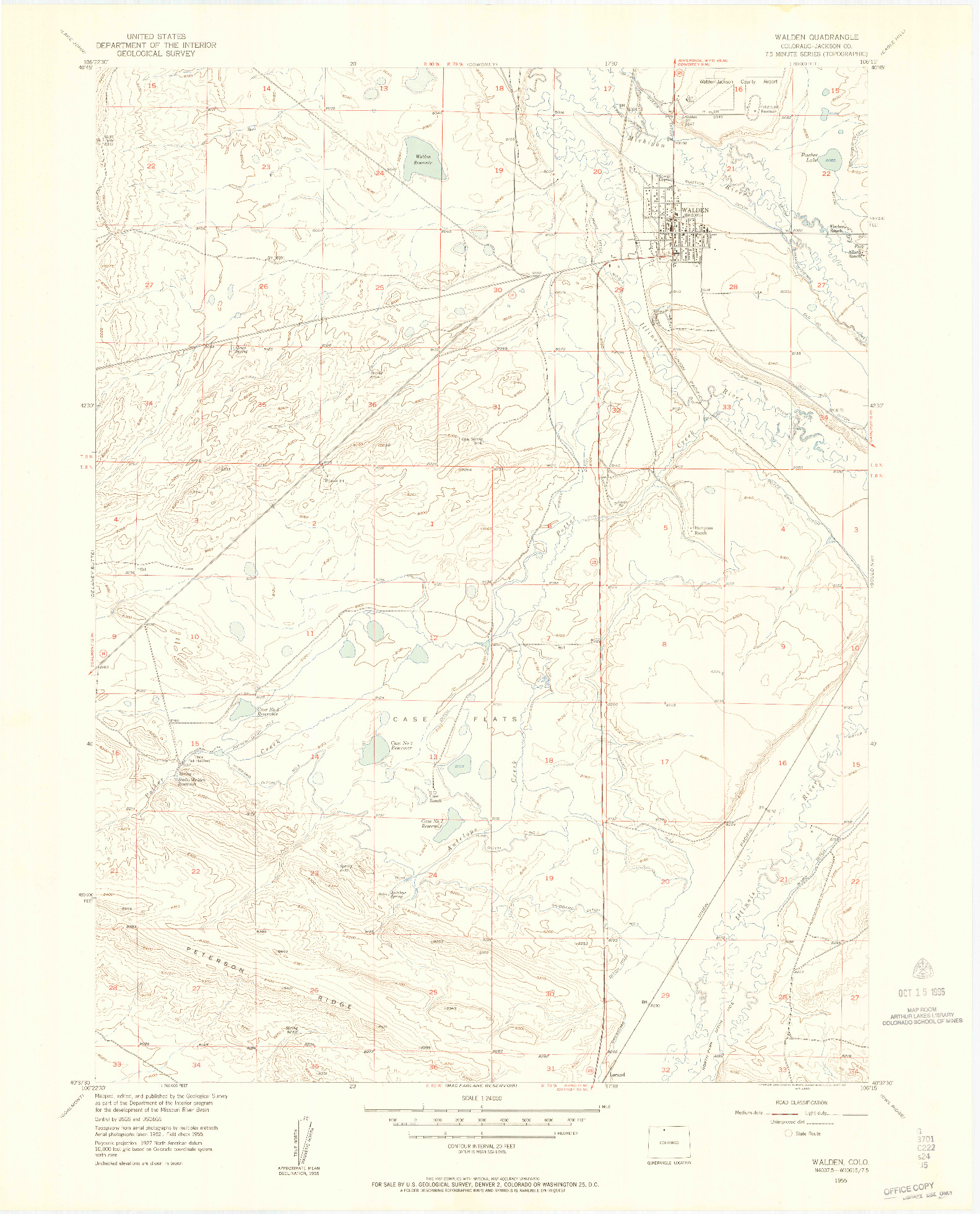 USGS 1:24000-SCALE QUADRANGLE FOR WALDEN, CO 1955