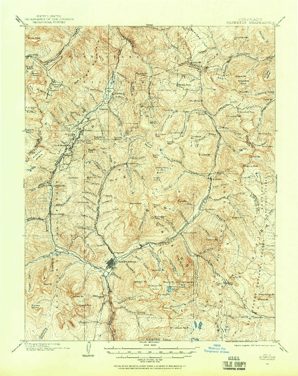 USGS 1:62500-SCALE QUADRANGLE FOR SILVERTON, CO 1901