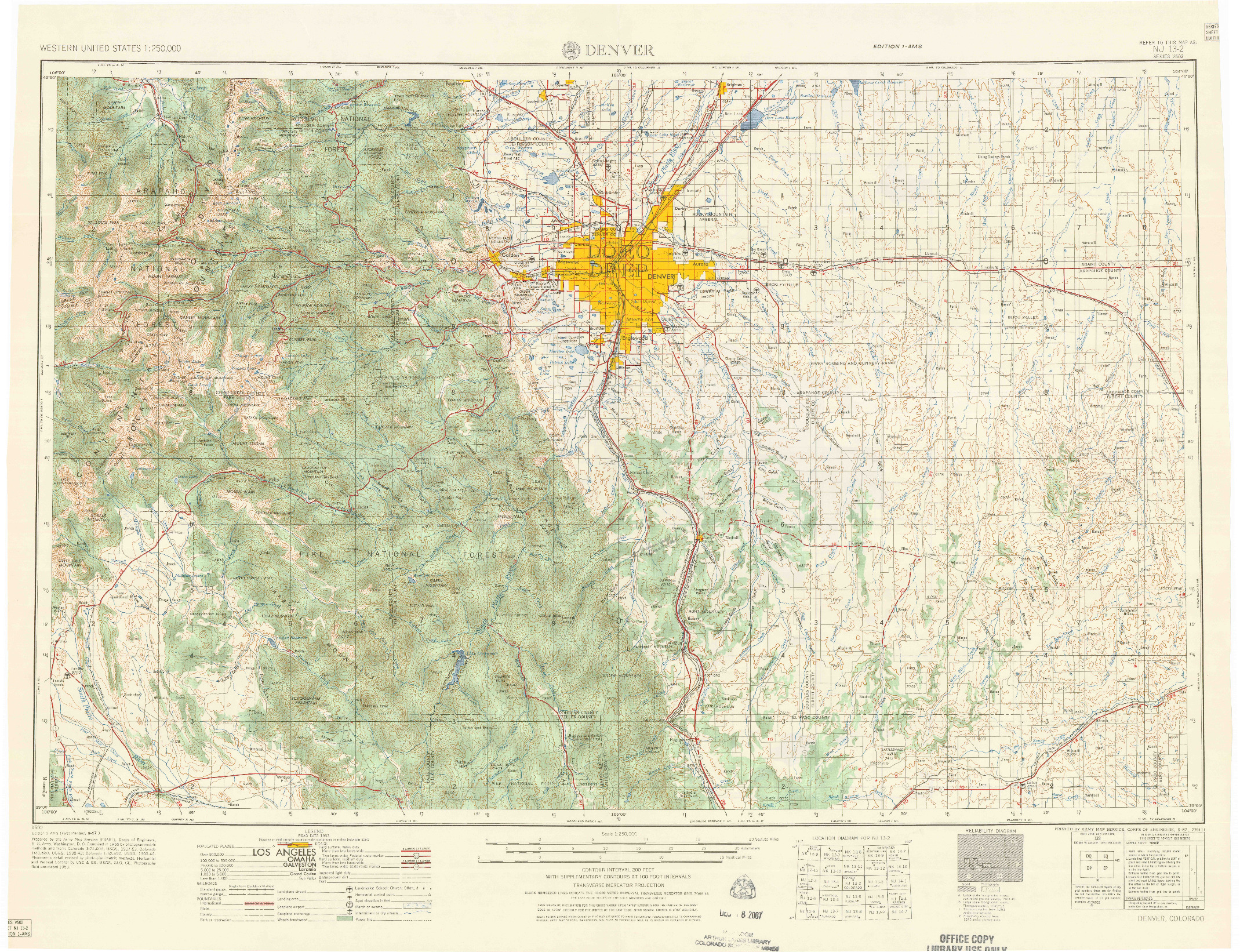 USGS 1:250000-SCALE QUADRANGLE FOR DENVER, CO 1957