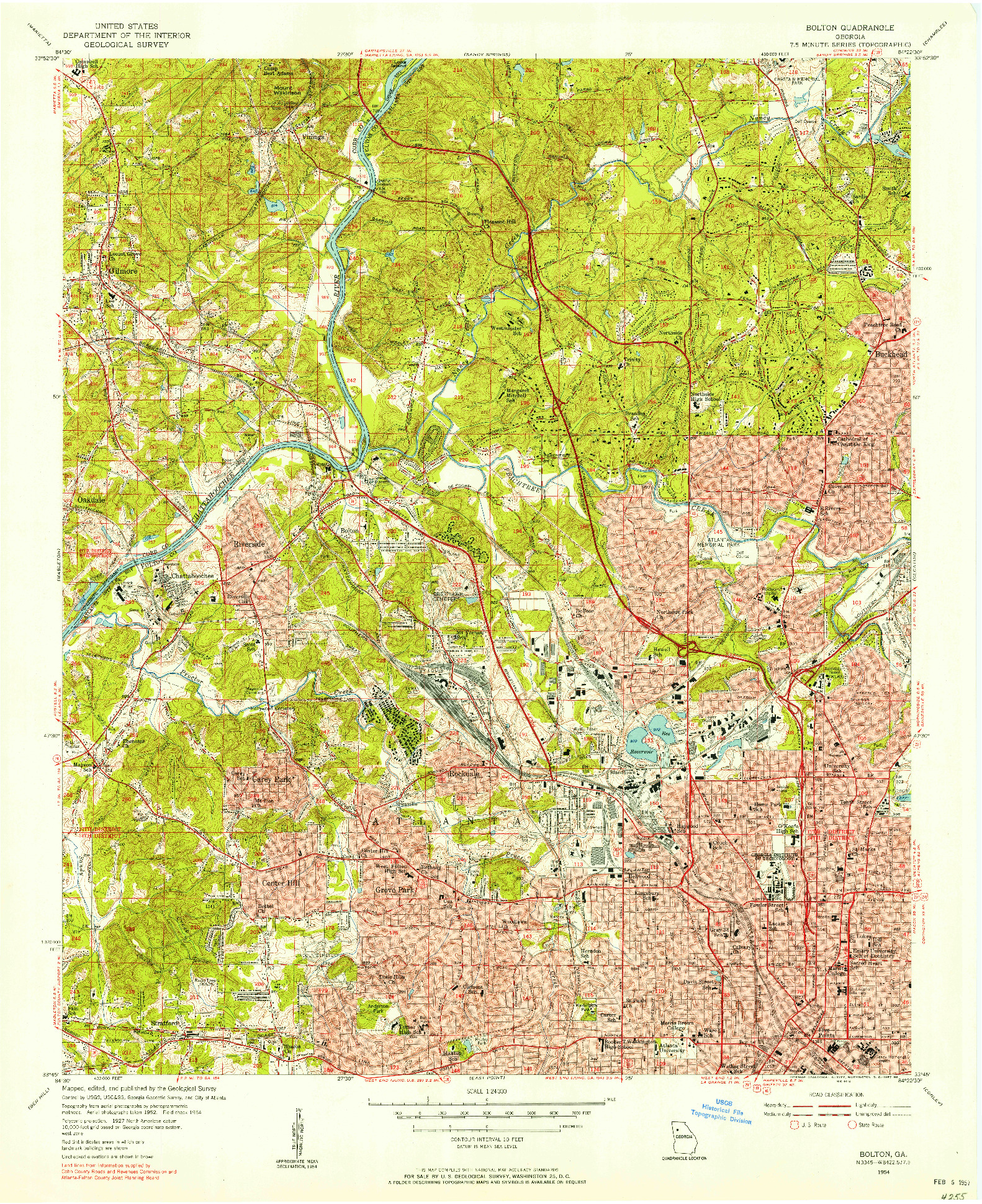 USGS 1:24000-SCALE QUADRANGLE FOR BOLTON, GA 1954