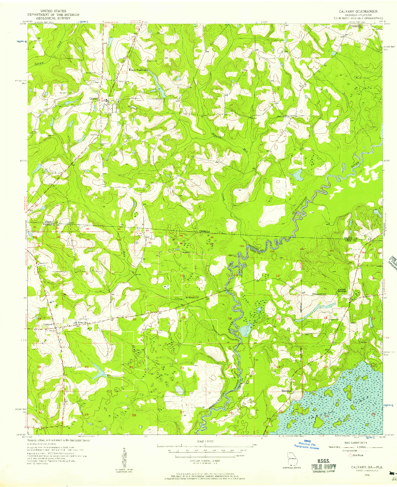 USGS 1:24000-SCALE QUADRANGLE FOR CALVARY, GA 1956