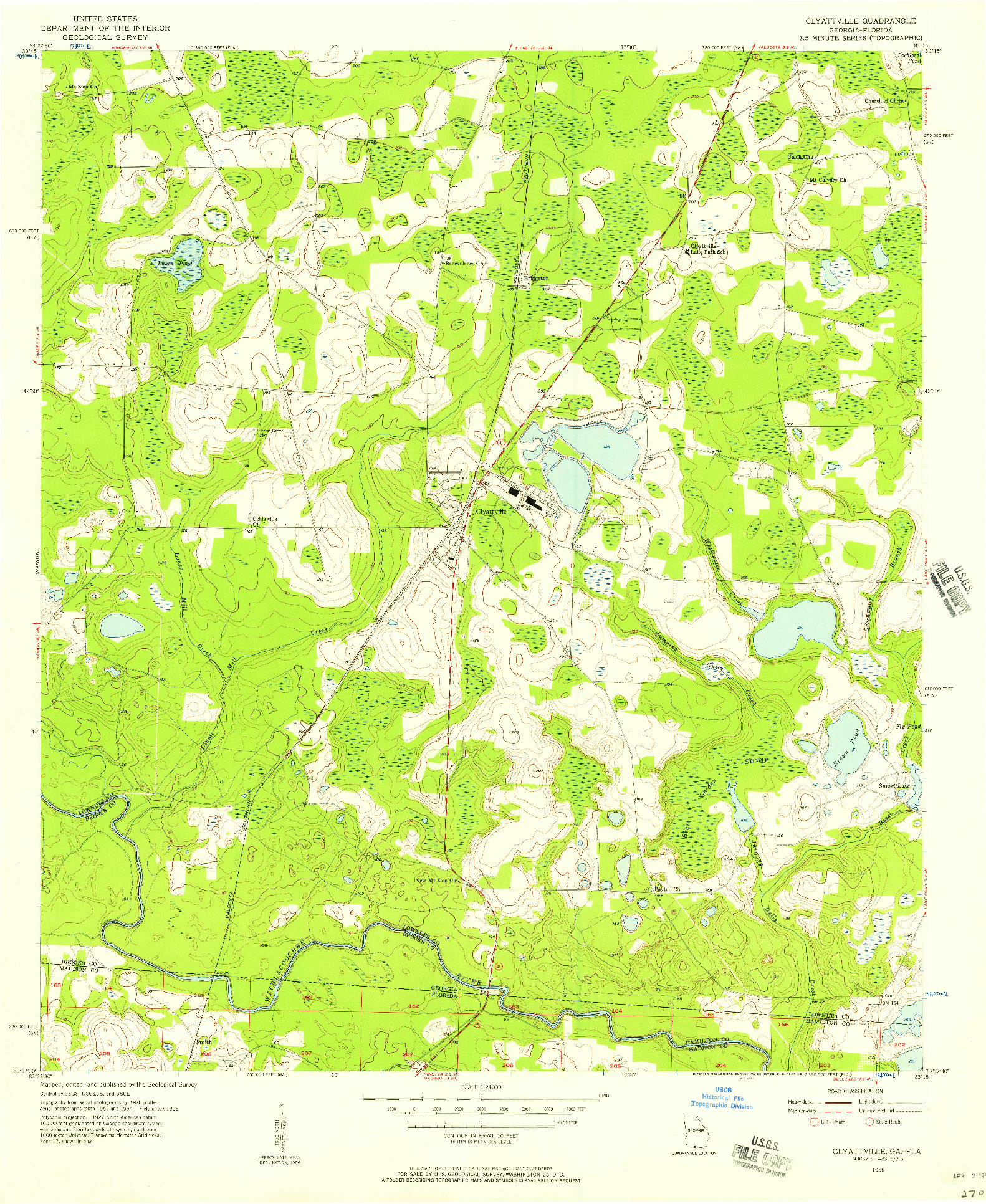USGS 1:24000-SCALE QUADRANGLE FOR CLYATTVILLE, GA 1956