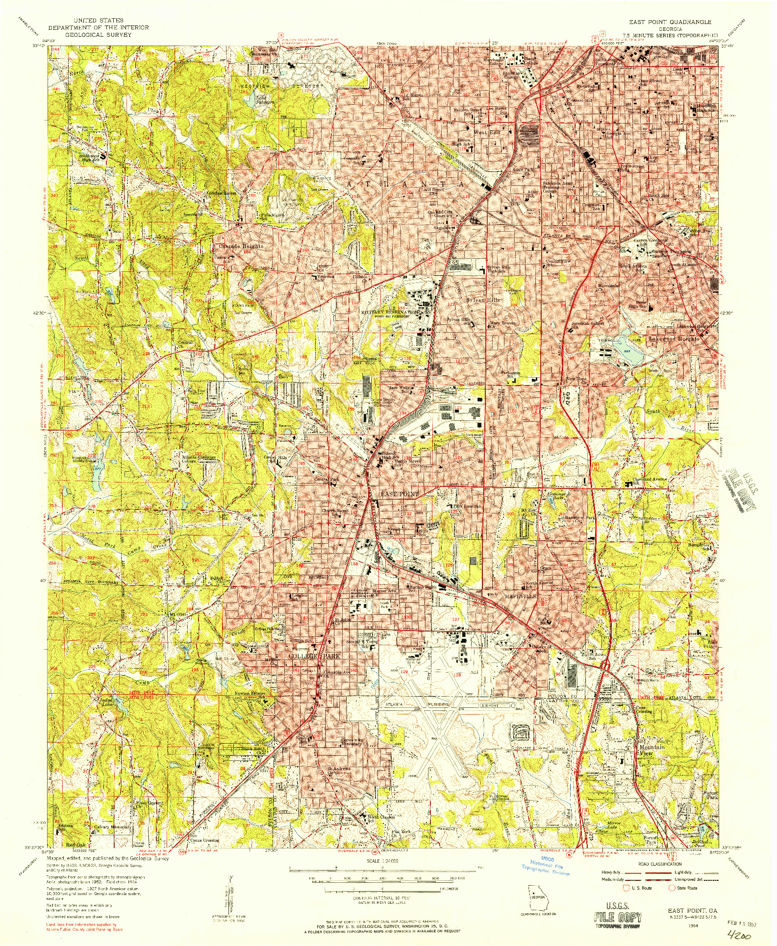 USGS 1:24000-SCALE QUADRANGLE FOR EAST POINT, GA 1954
