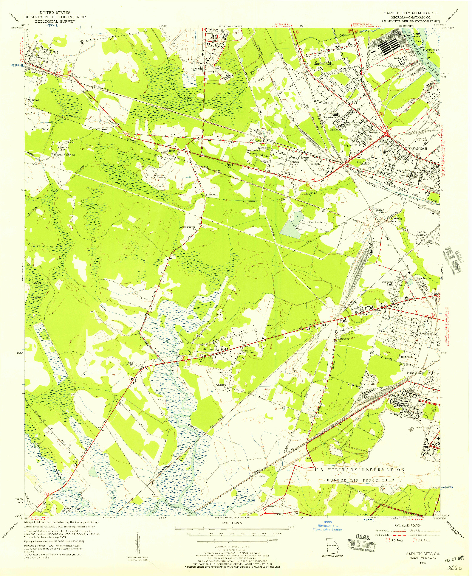 USGS 1:24000-SCALE QUADRANGLE FOR GARDEN CITY, GA 1955