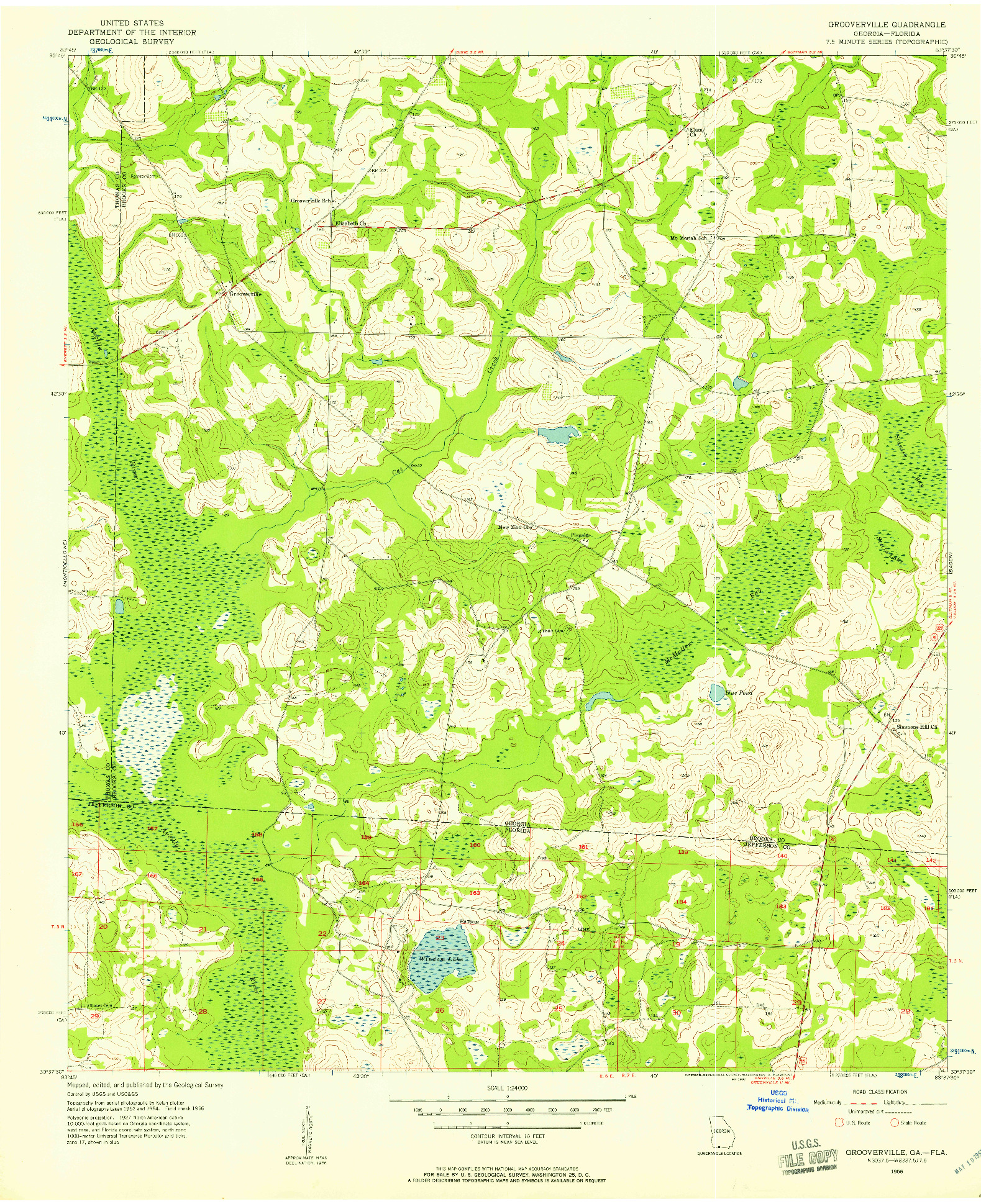 USGS 1:24000-SCALE QUADRANGLE FOR GROOVERVILLE, GA 1956