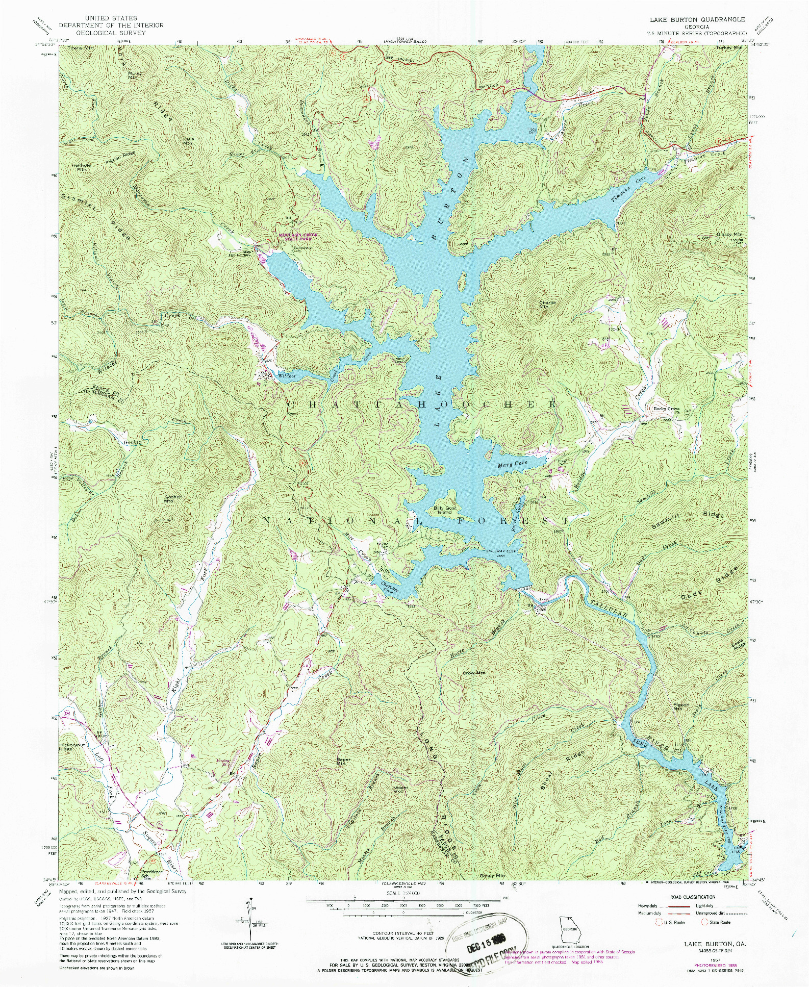 USGS 1:24000-SCALE QUADRANGLE FOR LAKE BURTON, GA 1957