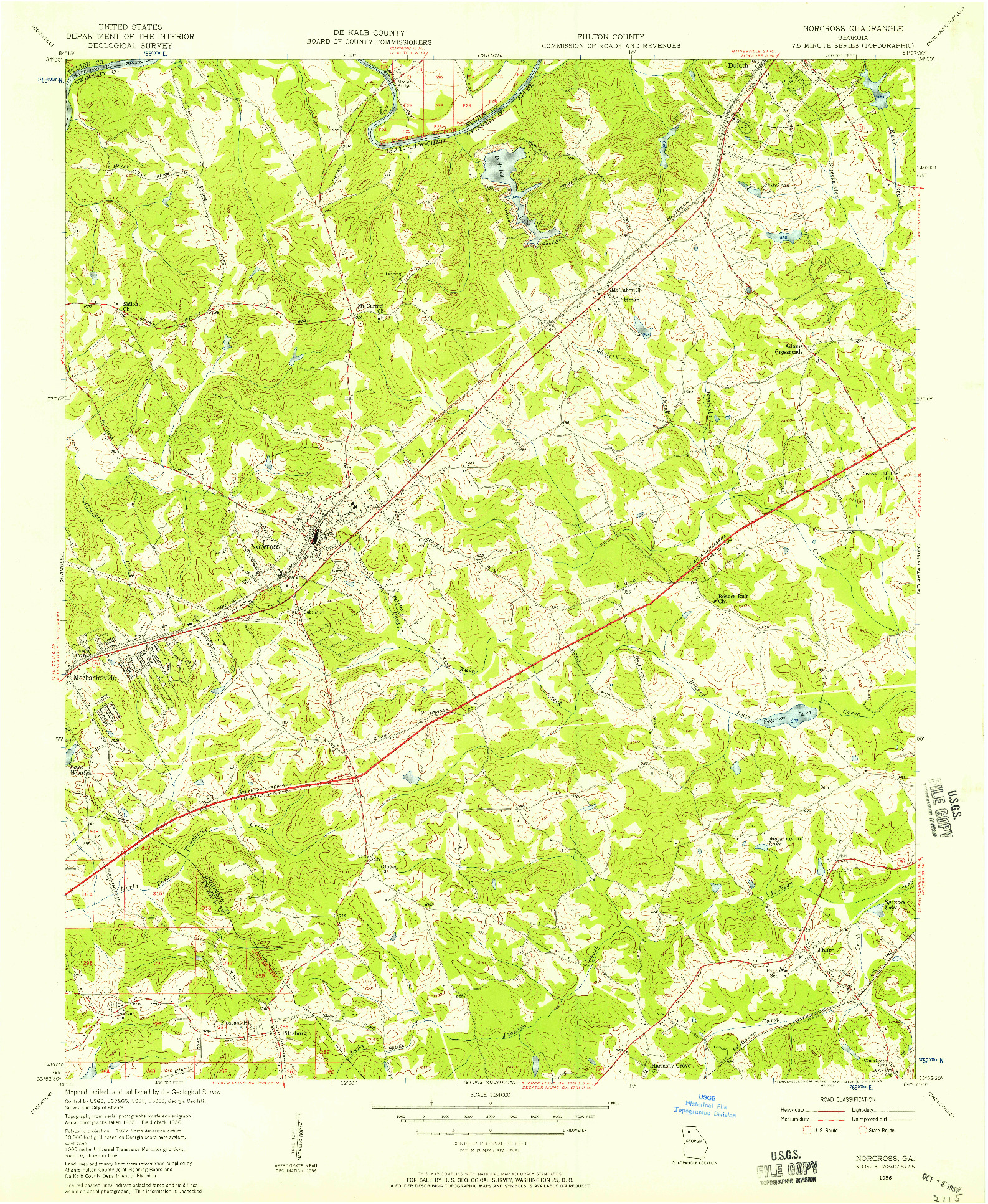 USGS 1:24000-SCALE QUADRANGLE FOR NORCROSS, GA 1956