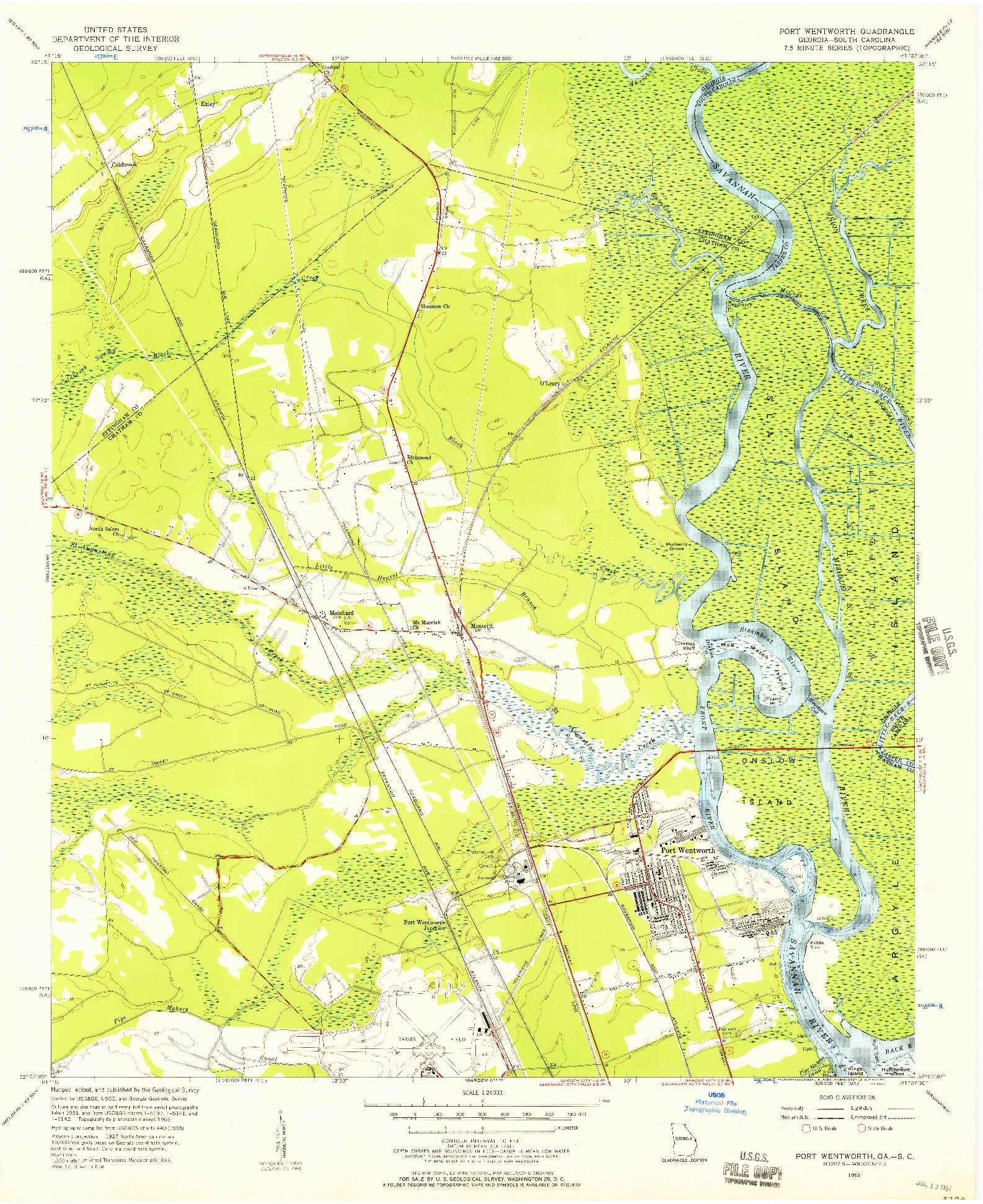 USGS 1:24000-SCALE QUADRANGLE FOR PORT WENTWORTH, GA 1955