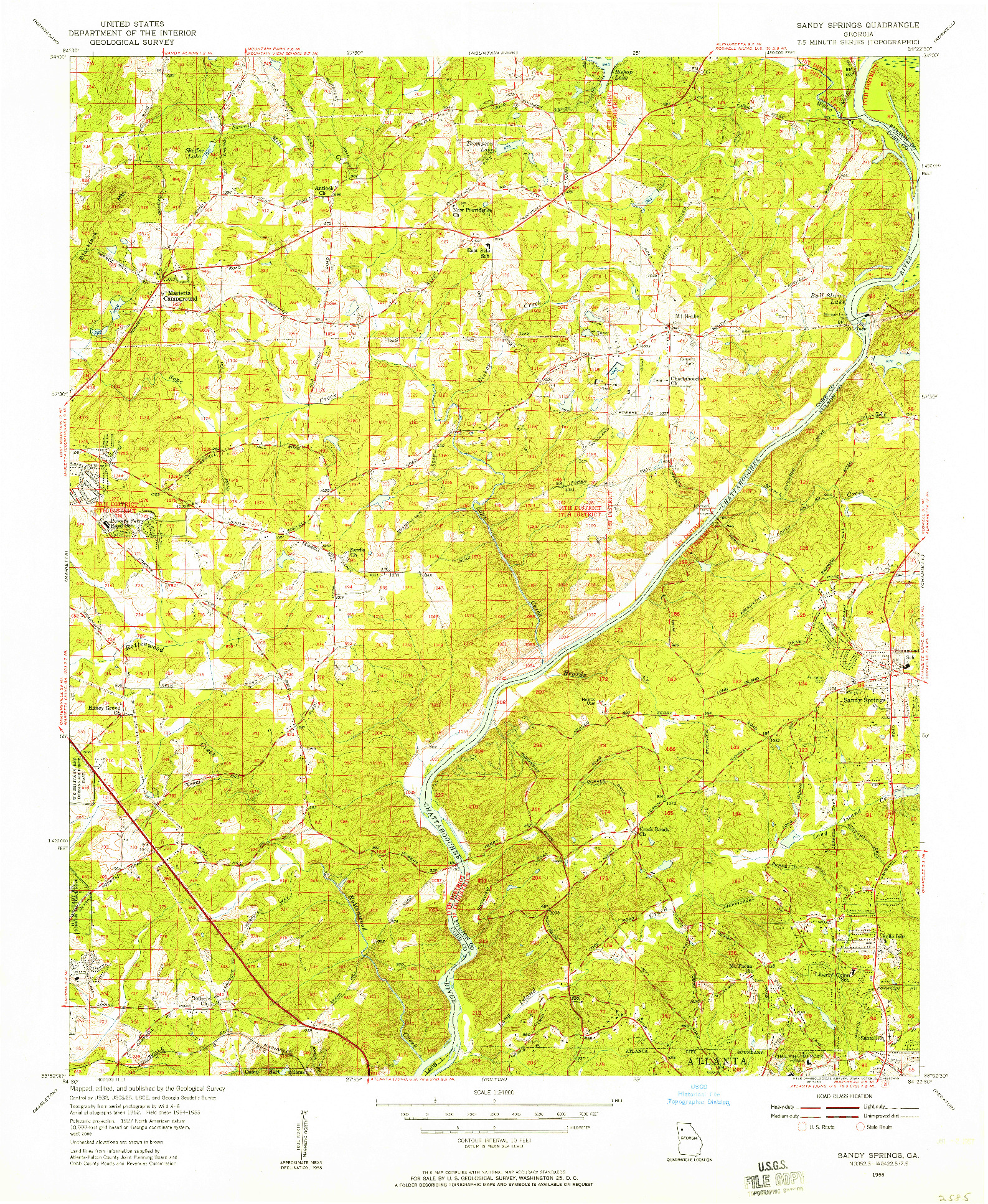 USGS 1:24000-SCALE QUADRANGLE FOR SANDY SPRINGS, GA 1955