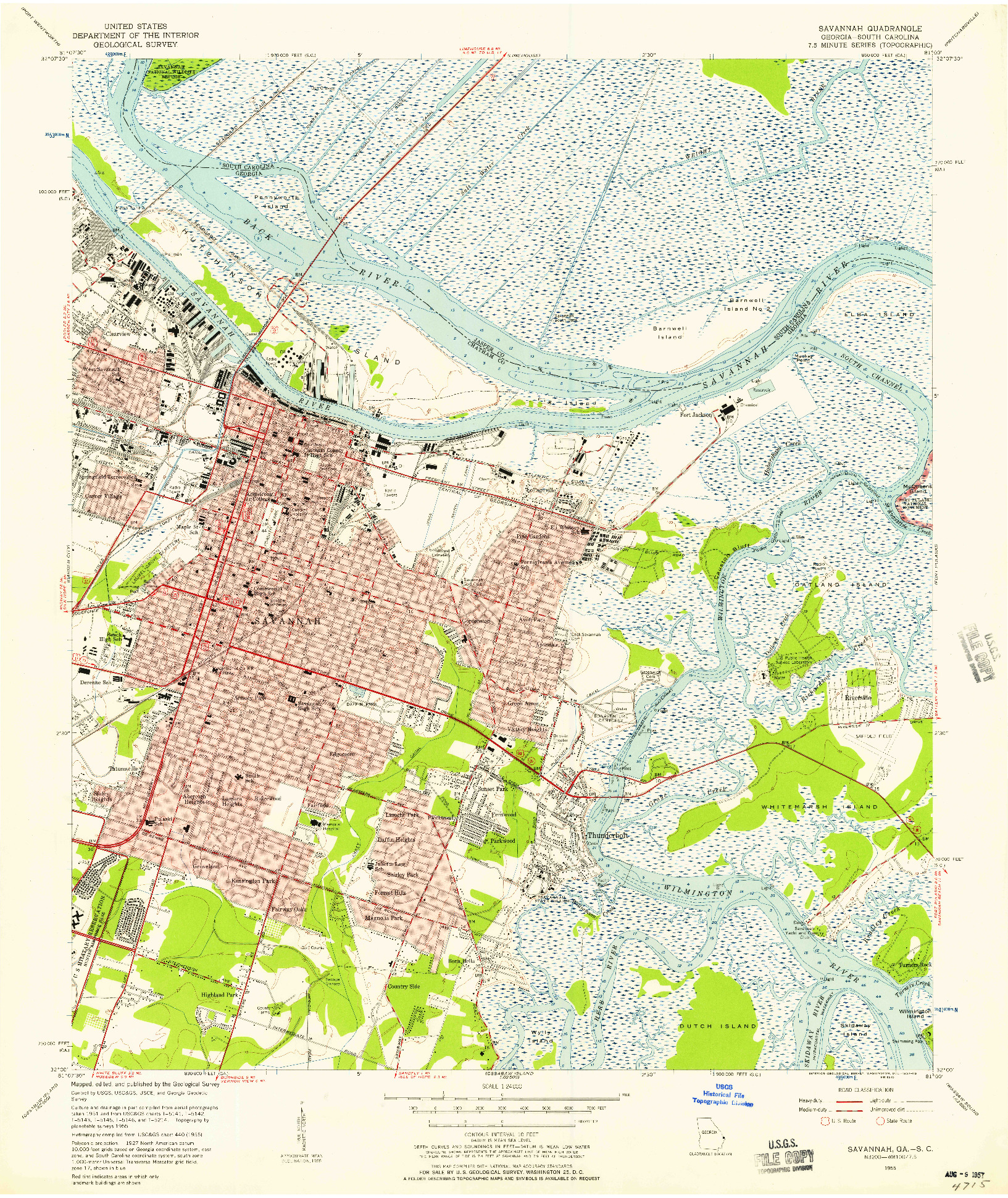 USGS 1:24000-SCALE QUADRANGLE FOR SAVANNAH, GA 1955