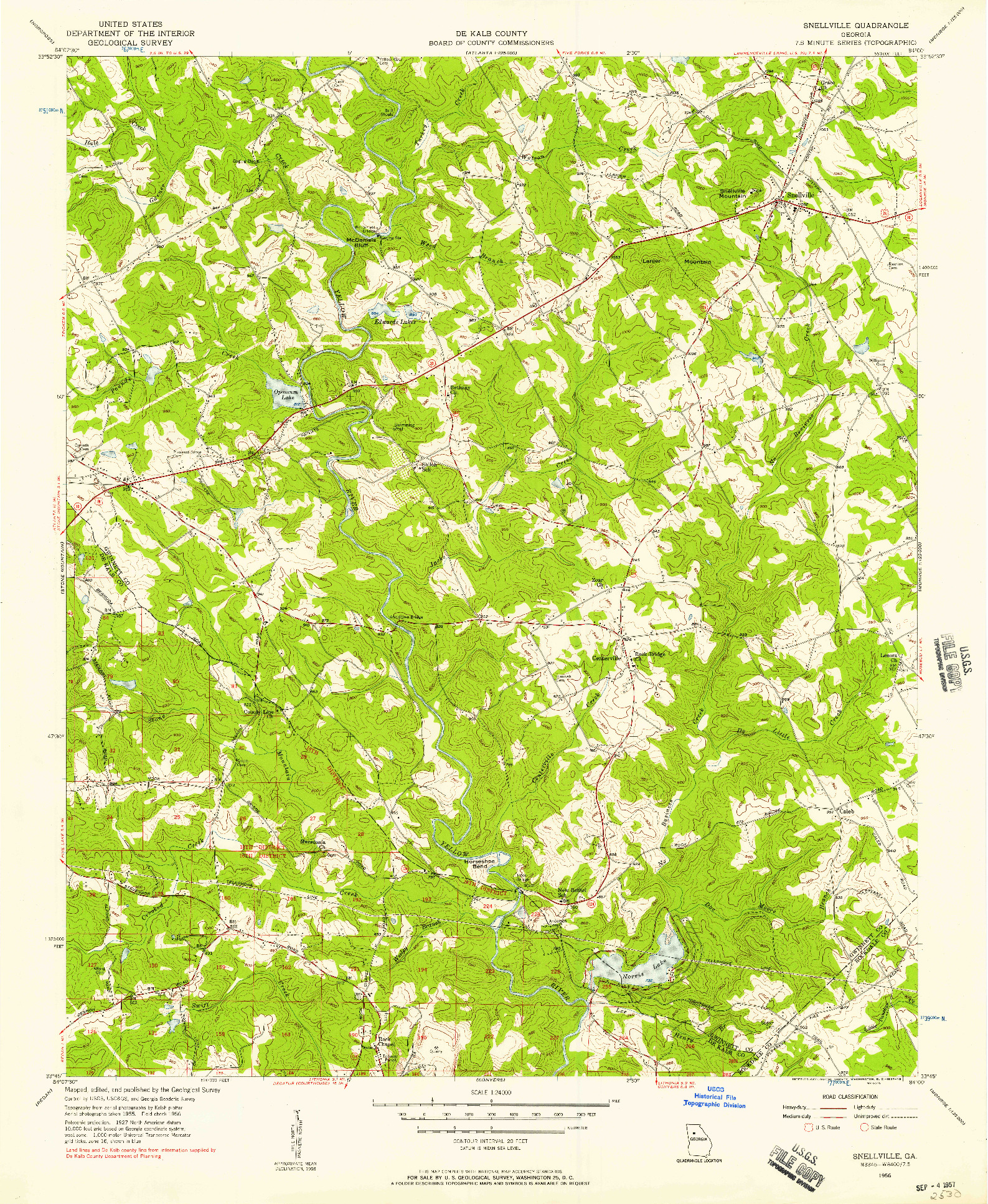 USGS 1:24000-SCALE QUADRANGLE FOR SNELLVILLE, GA 1956