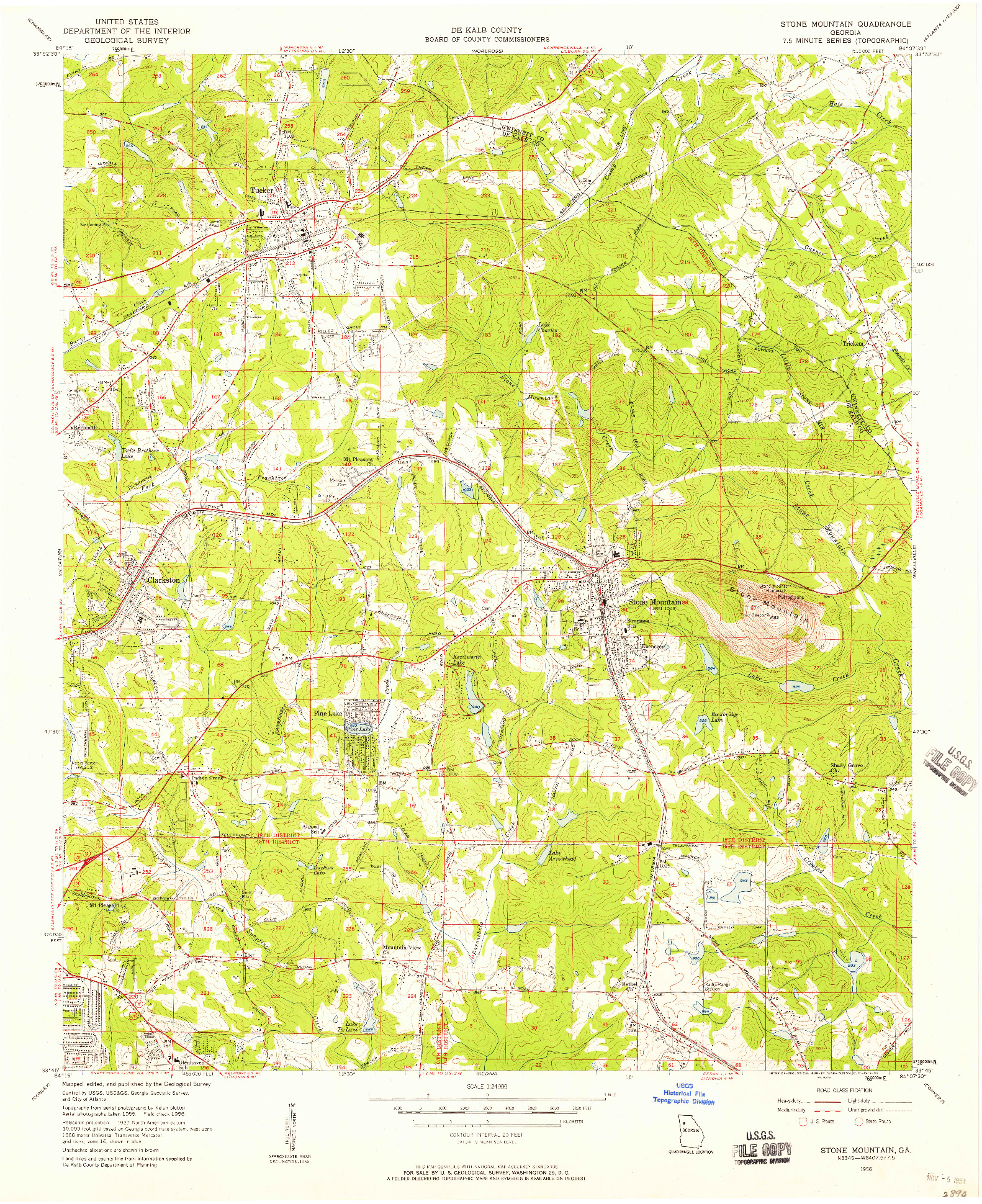 USGS 1:24000-SCALE QUADRANGLE FOR STONE MOUNTAIN, GA 1956