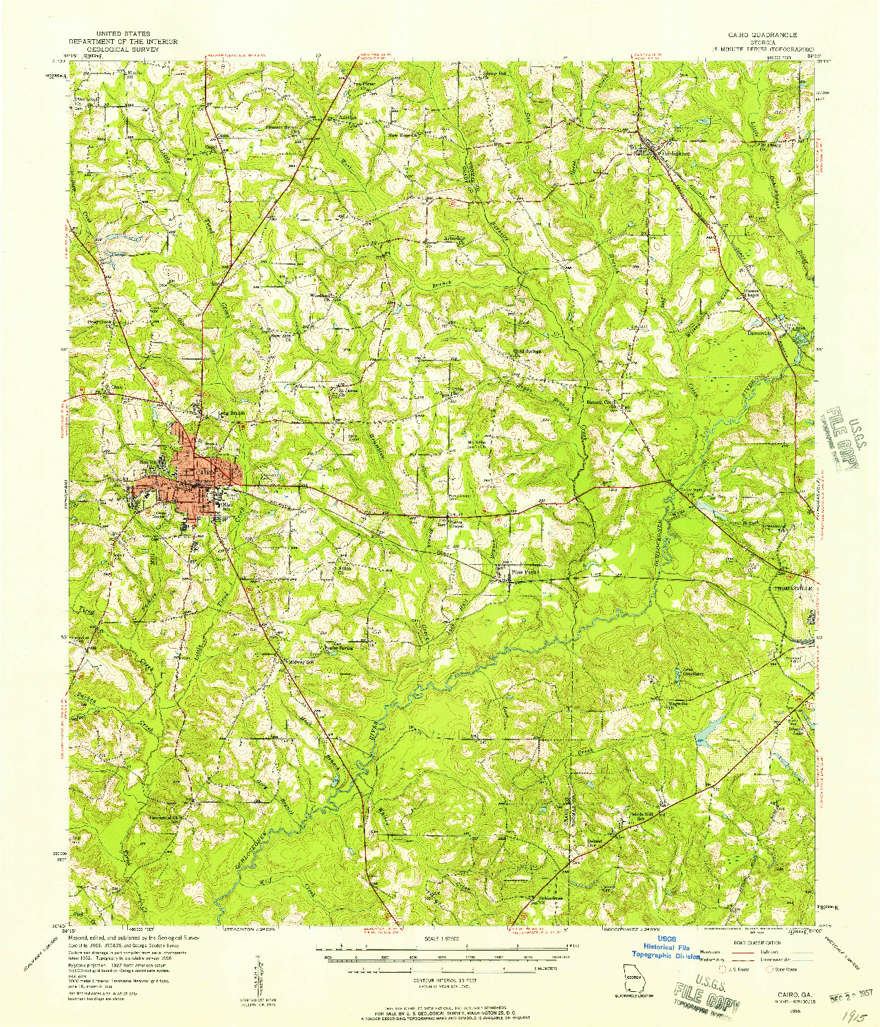 USGS 1:62500-SCALE QUADRANGLE FOR CAIRO, GA 1956