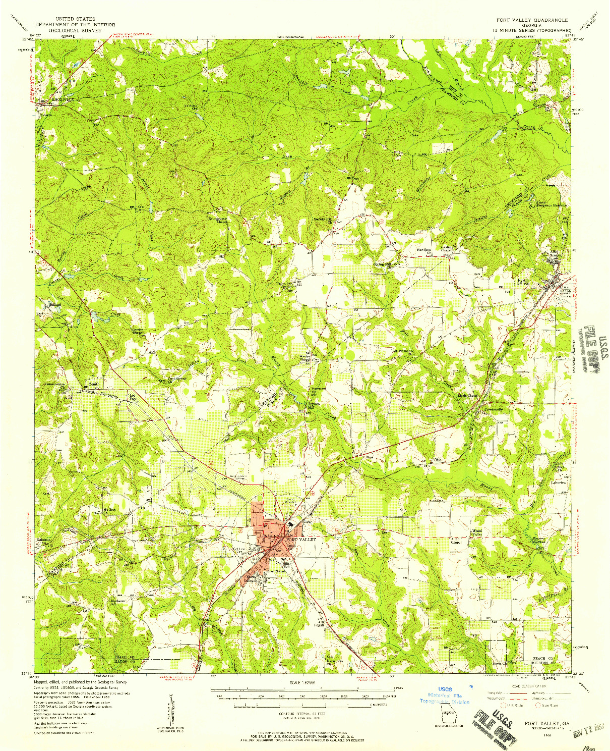 USGS 1:62500-SCALE QUADRANGLE FOR FORT VALLEY, GA 1956