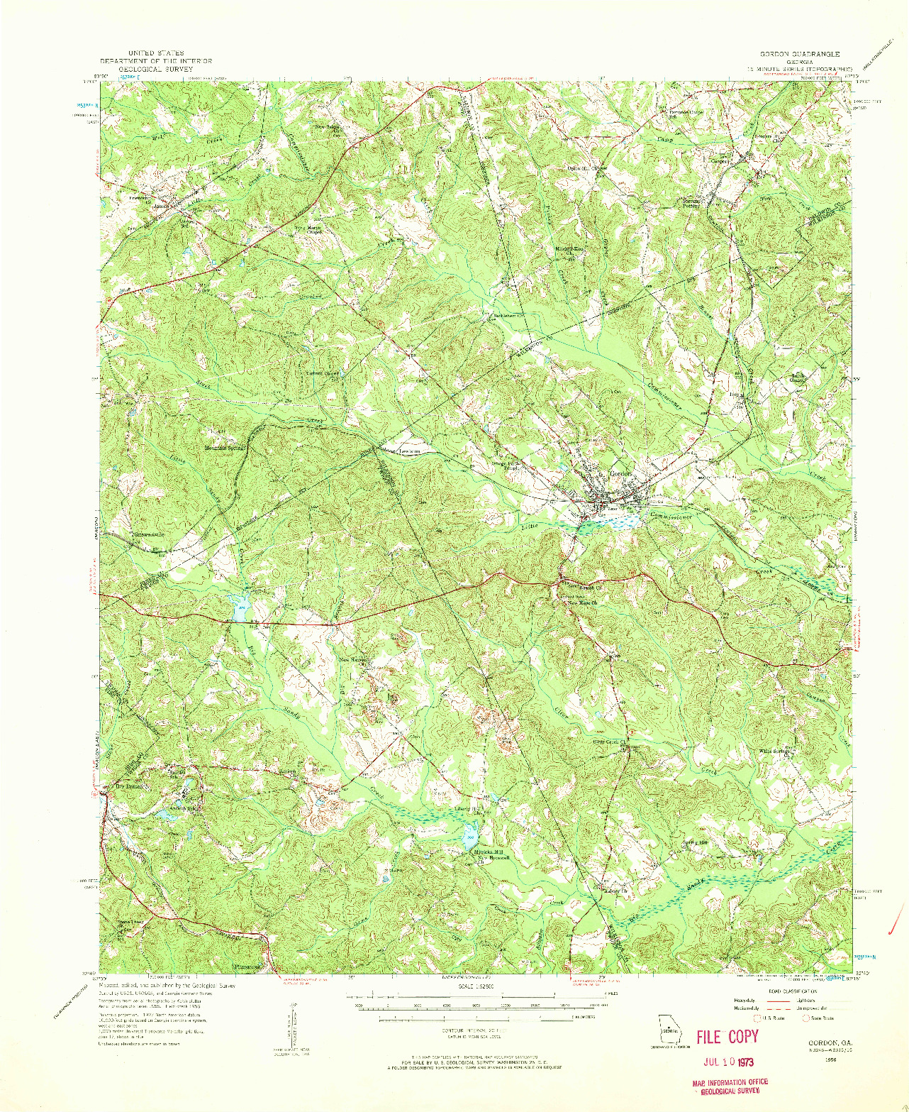 USGS 1:62500-SCALE QUADRANGLE FOR GORDON, GA 1956