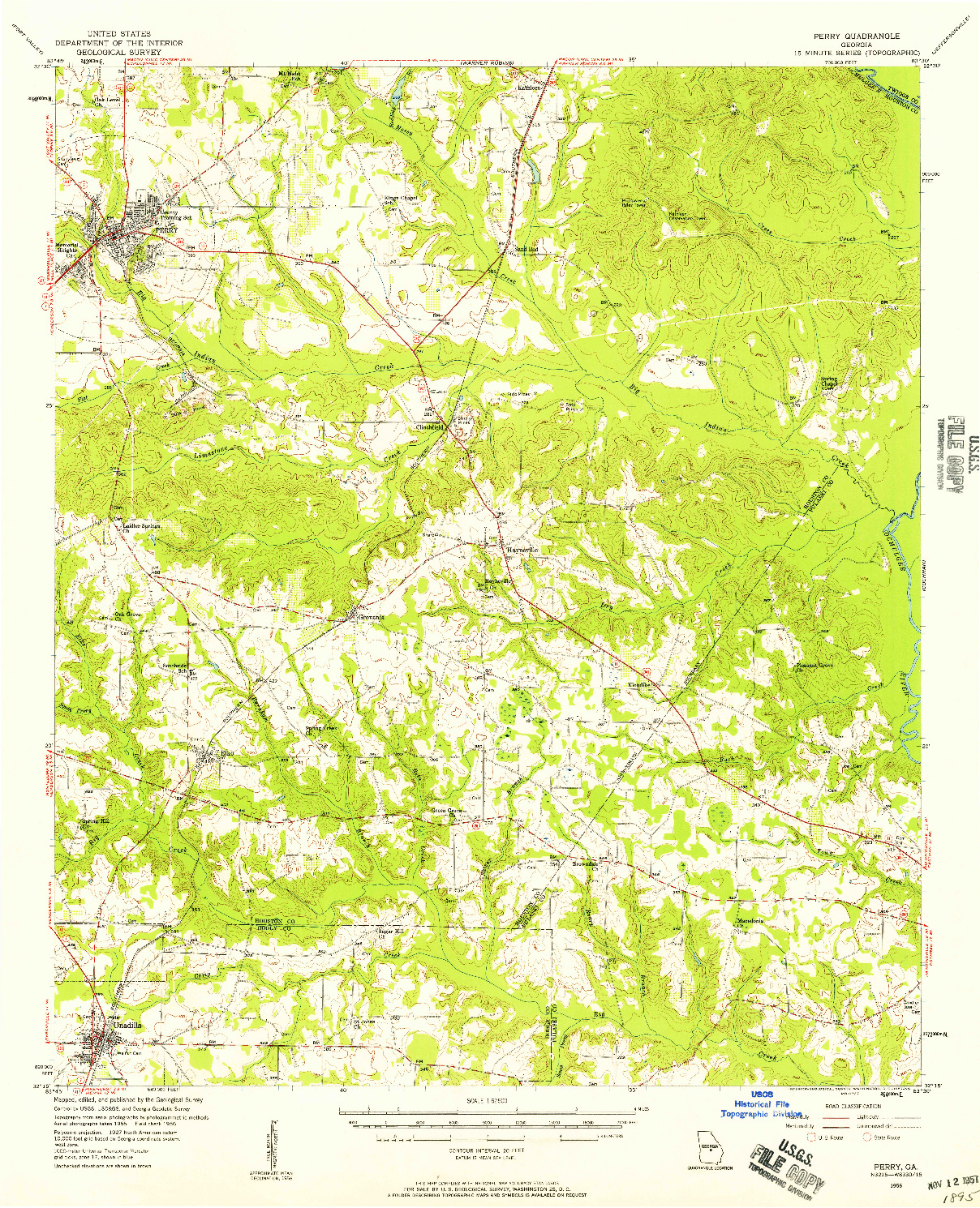 USGS 1:62500-SCALE QUADRANGLE FOR PERRY, GA 1956