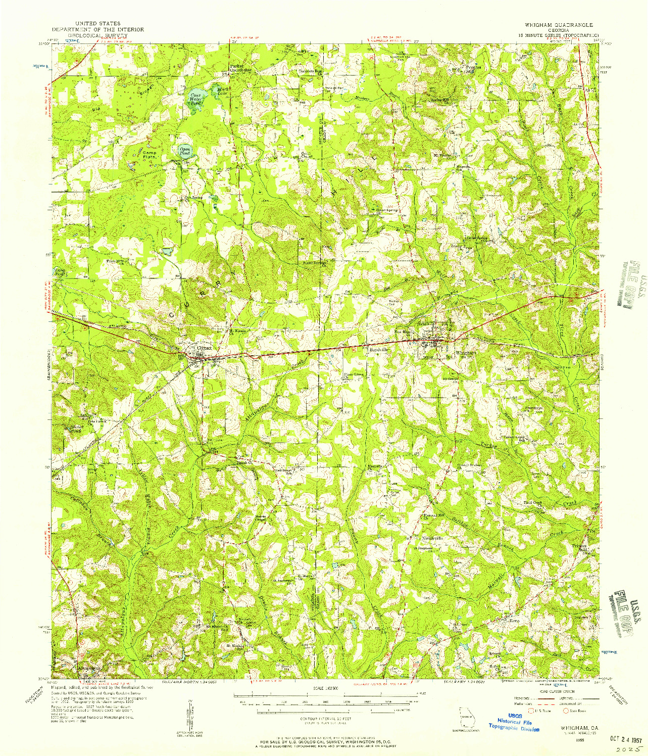 USGS 1:62500-SCALE QUADRANGLE FOR WHIGHAM, GA 1955