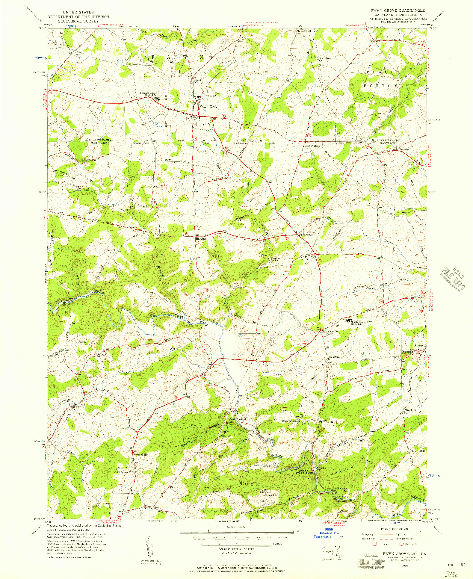 USGS 1:24000-SCALE QUADRANGLE FOR FAWN GROVE, MD 1956