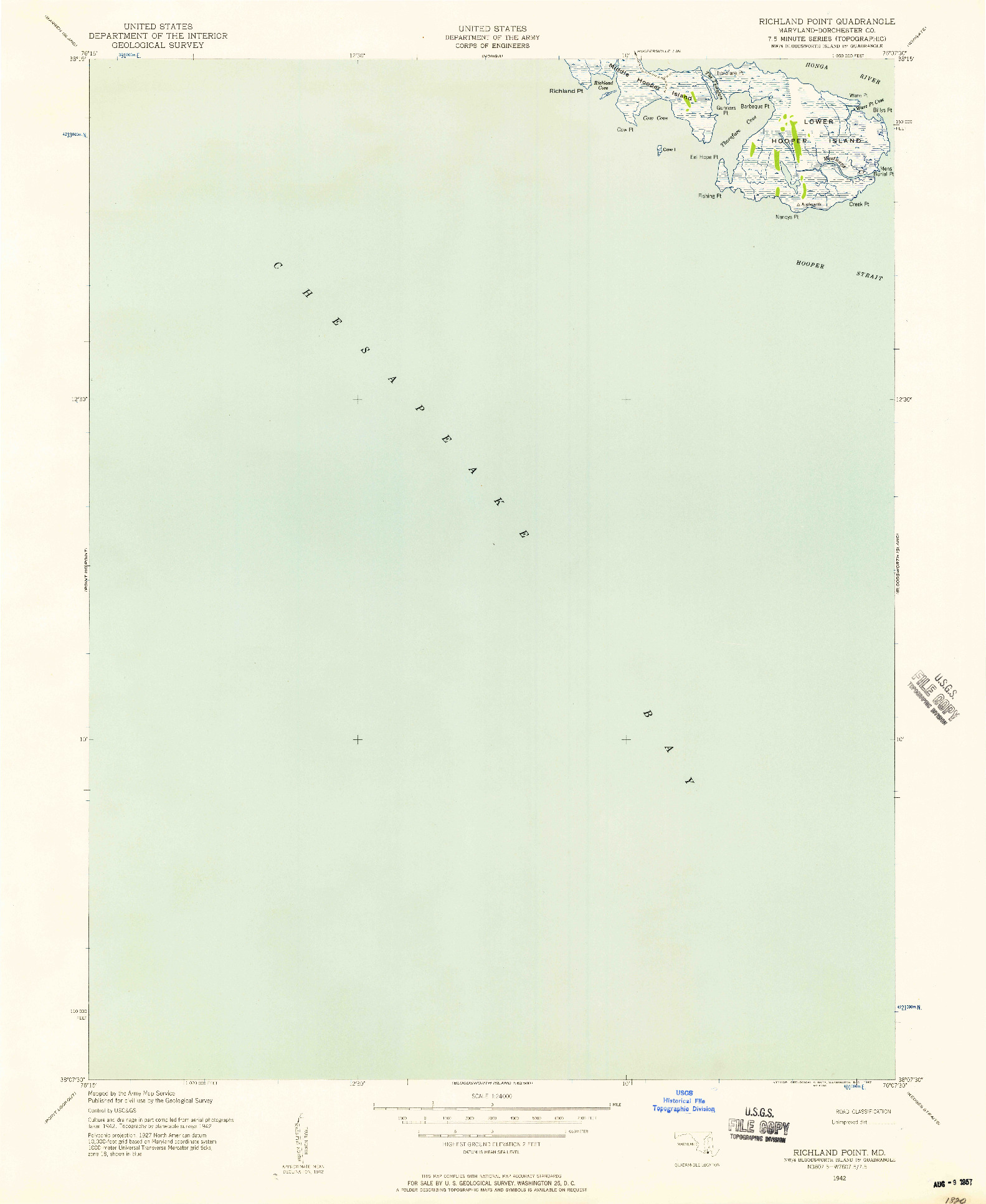 USGS 1:24000-SCALE QUADRANGLE FOR RICHLAND POINT, MD 1942