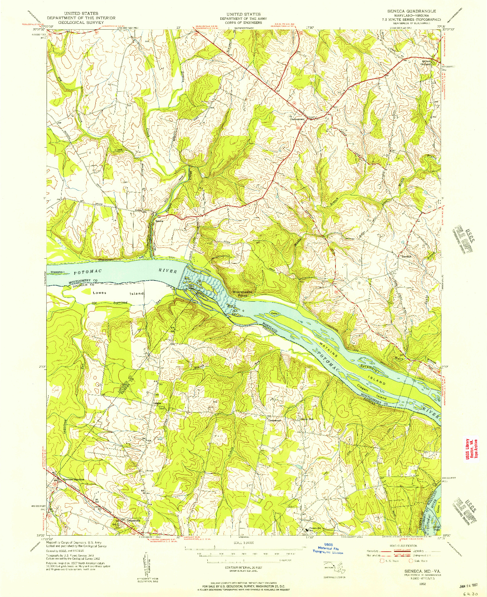 USGS 1:24000-SCALE QUADRANGLE FOR SENECA, MD 1952