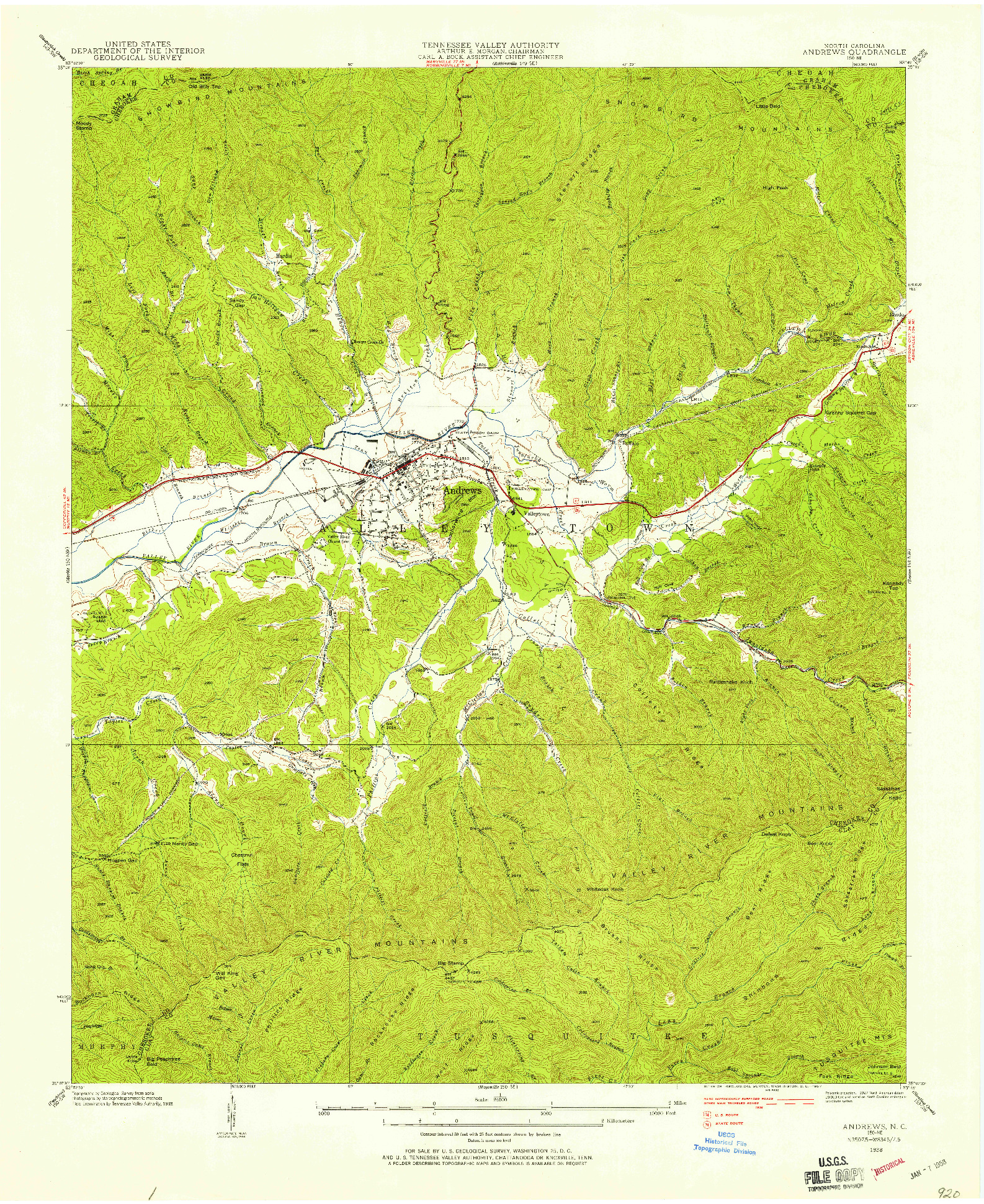 USGS 1:24000-SCALE QUADRANGLE FOR ANDREWS, NC 1938