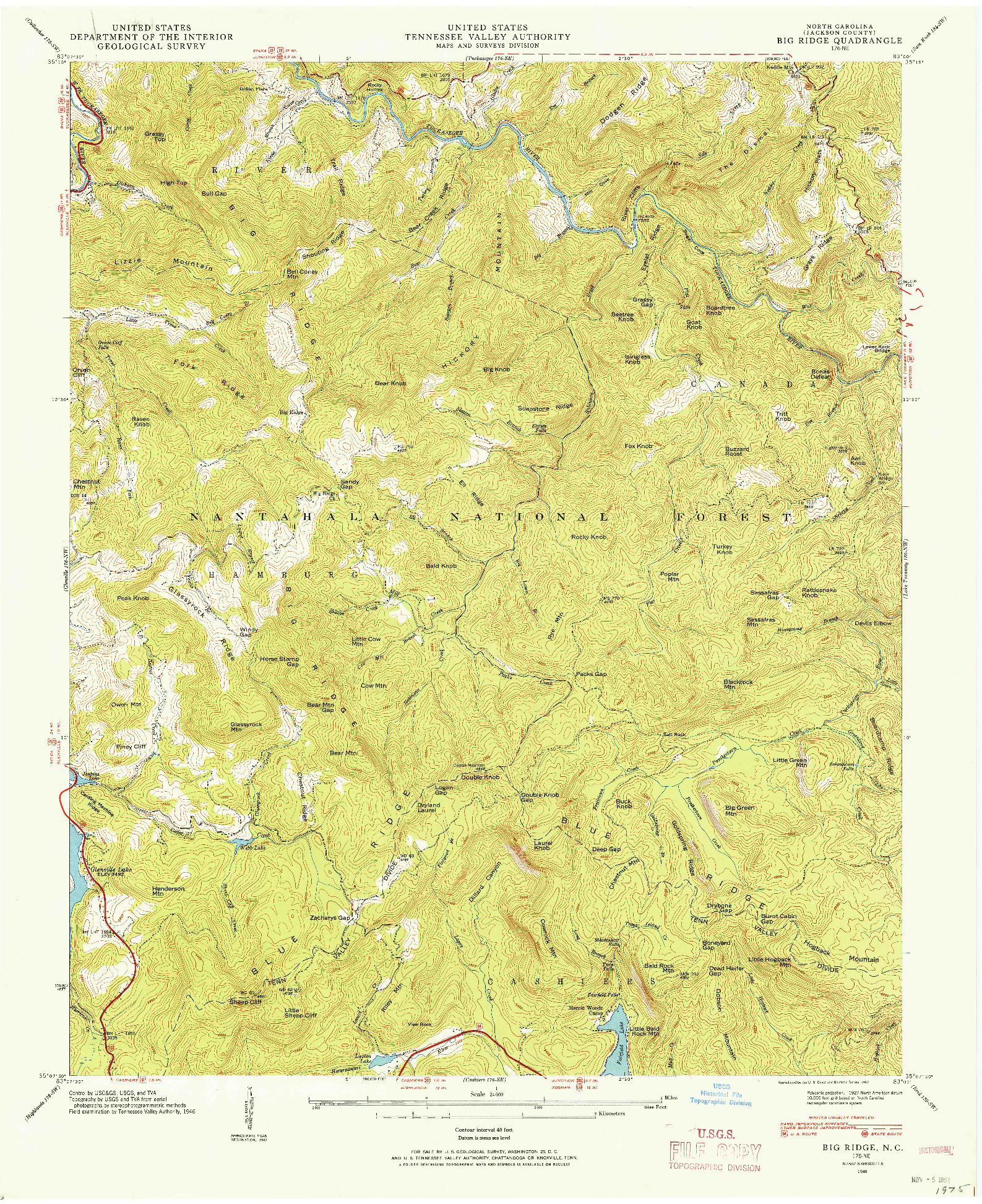 USGS 1:24000-SCALE QUADRANGLE FOR BIG RIDGE, NC 1946