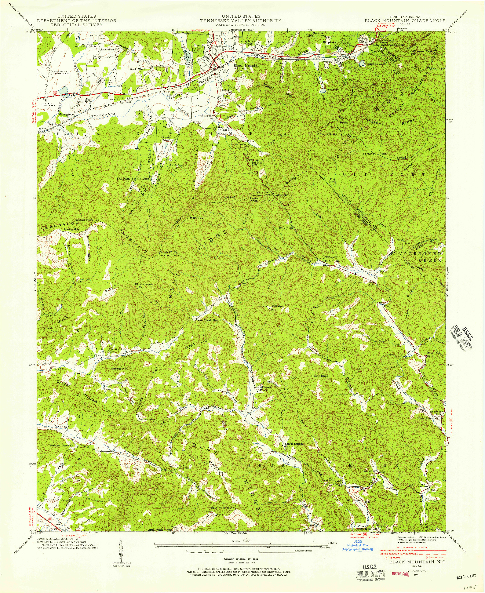 USGS 1:24000-SCALE QUADRANGLE FOR BLACK MOUNTAIN, NC 1941