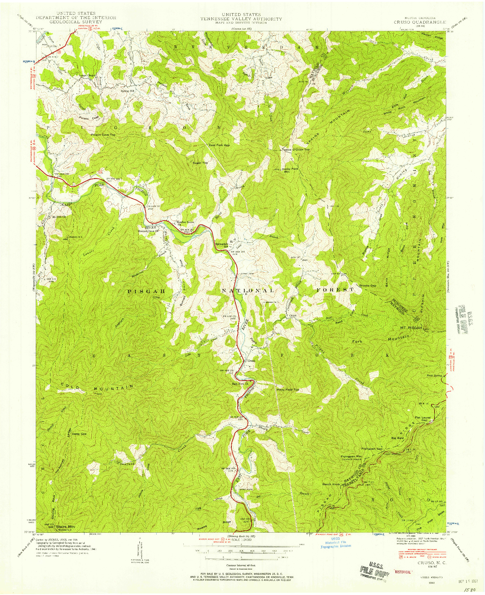 USGS 1:24000-SCALE QUADRANGLE FOR CRUSO, NC 1941