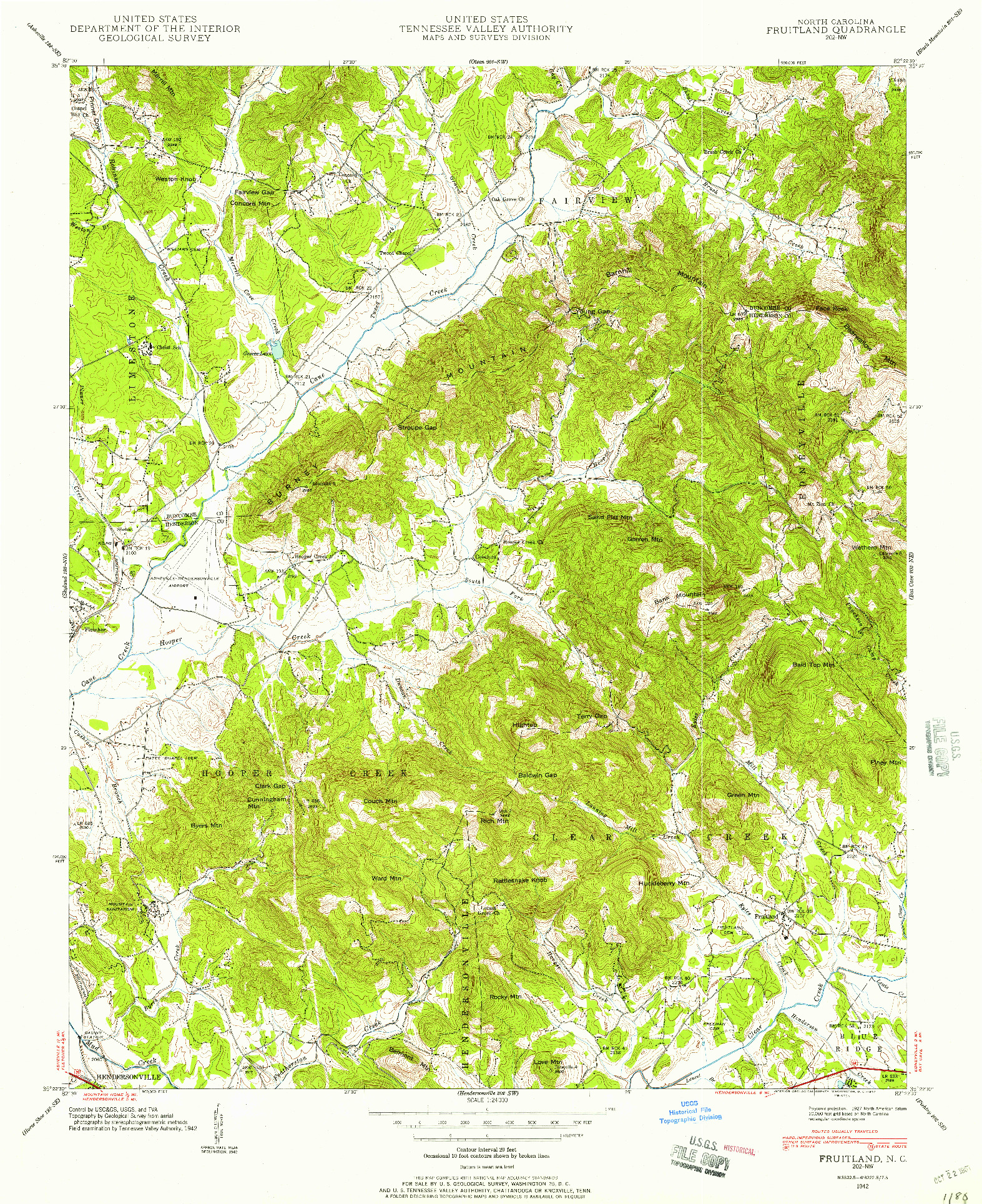 USGS 1:24000-SCALE QUADRANGLE FOR FRUITLAND, NC 1942