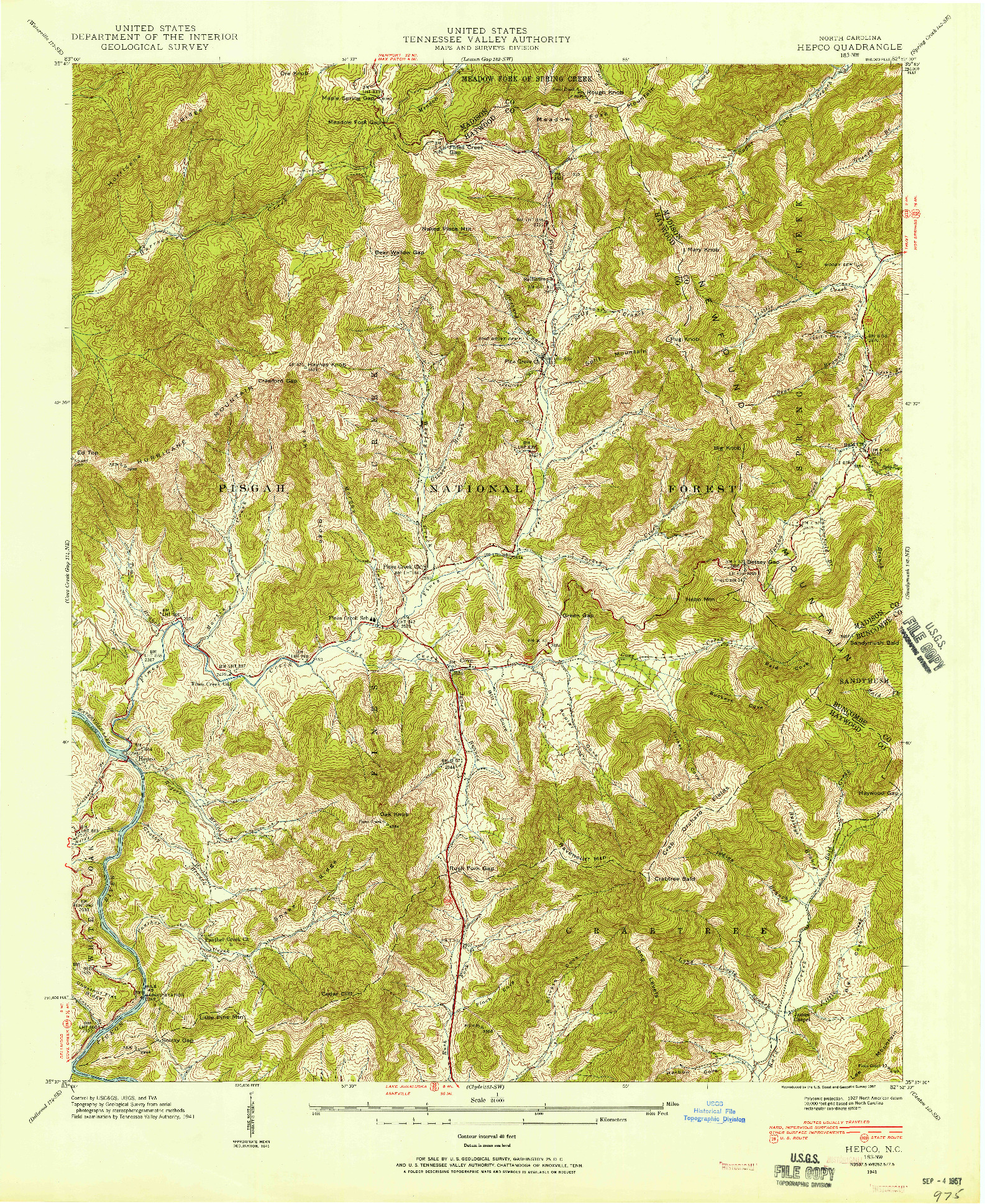 USGS 1:24000-SCALE QUADRANGLE FOR HEPCO, NC 1941