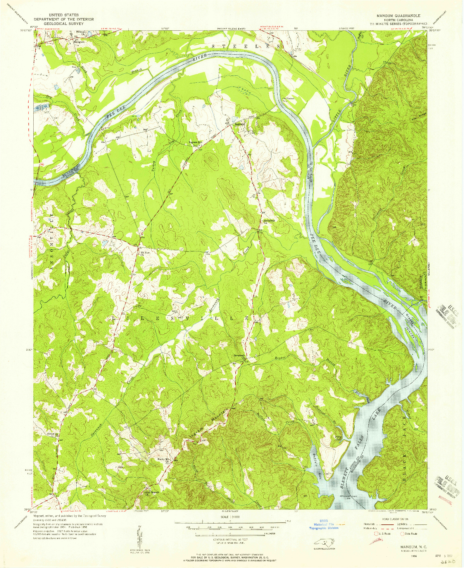 USGS 1:24000-SCALE QUADRANGLE FOR MANGUM, NC 1956