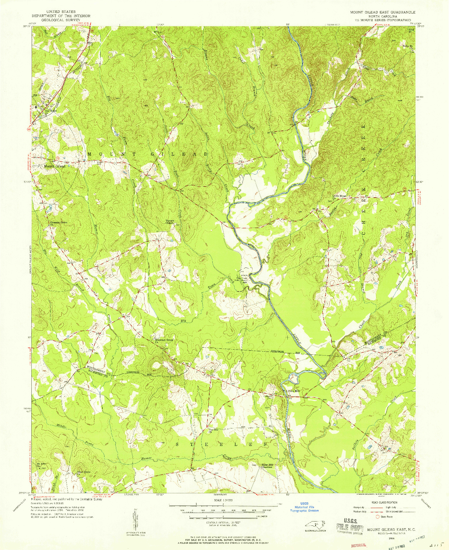 USGS 1:24000-SCALE QUADRANGLE FOR MOUNT GILEAD EAST, NC 1956