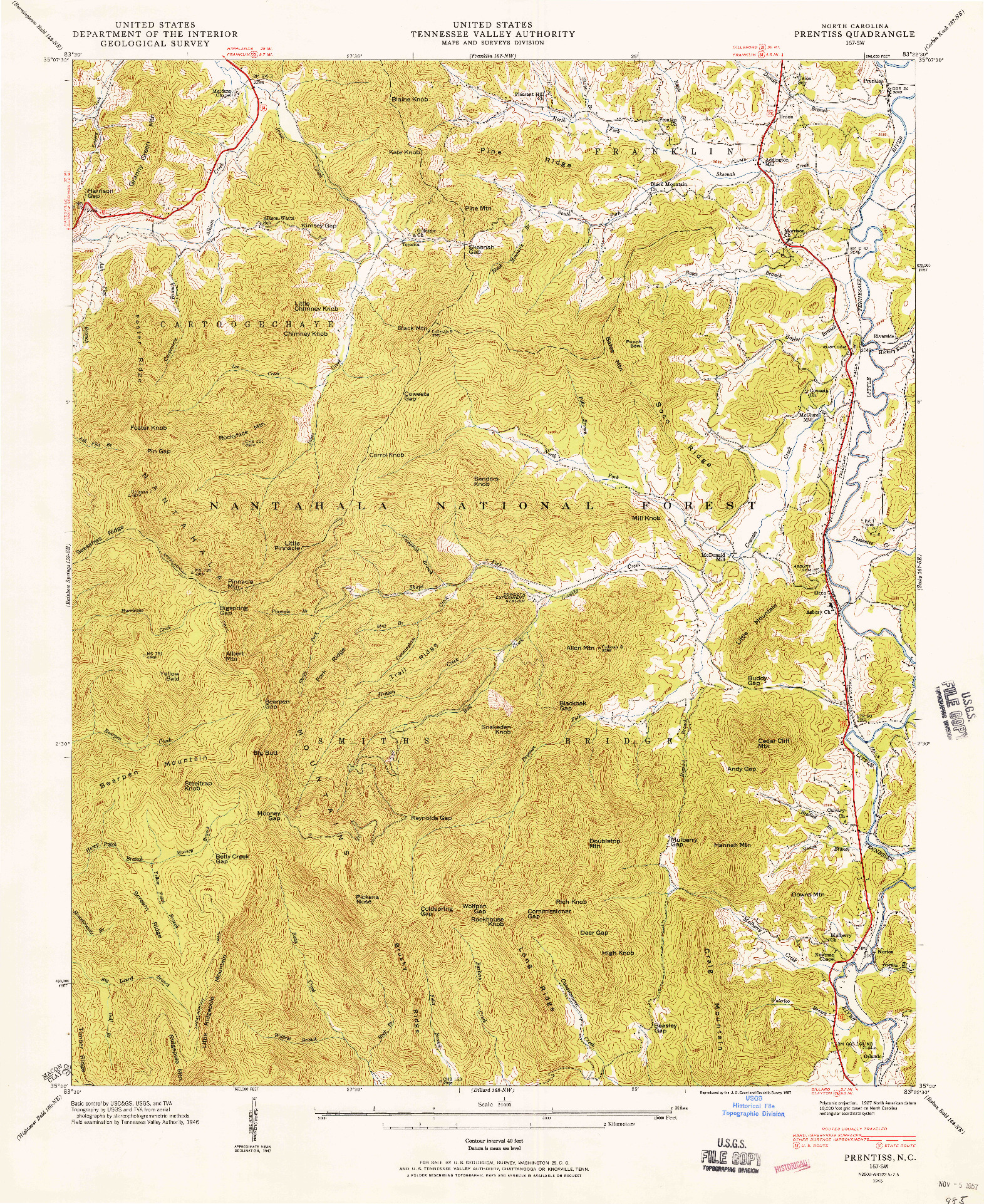 USGS 1:24000-SCALE QUADRANGLE FOR PRENTISS, NC 1946