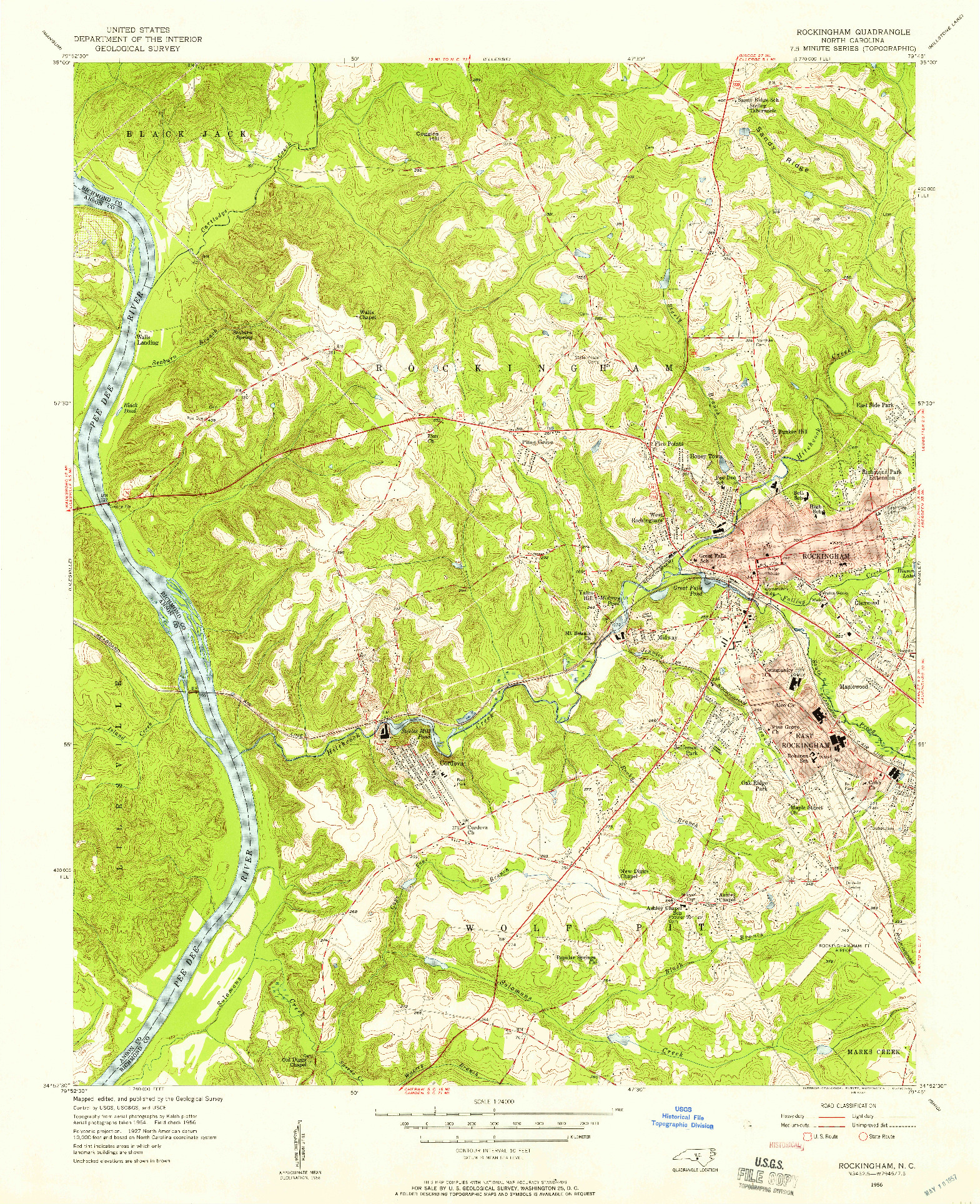 USGS 1:24000-SCALE QUADRANGLE FOR ROCKINGHAM, NC 1956