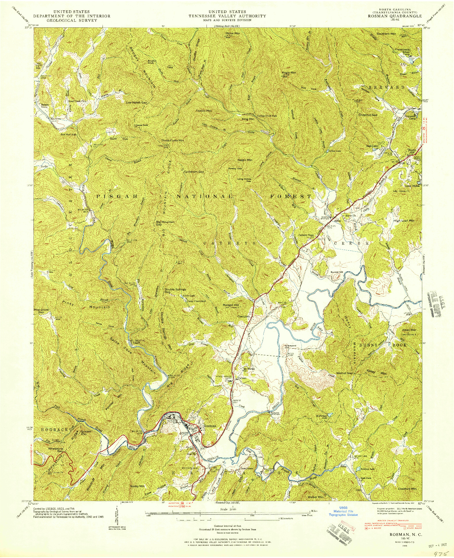 USGS 1:24000-SCALE QUADRANGLE FOR ROSMAN, NC 1945