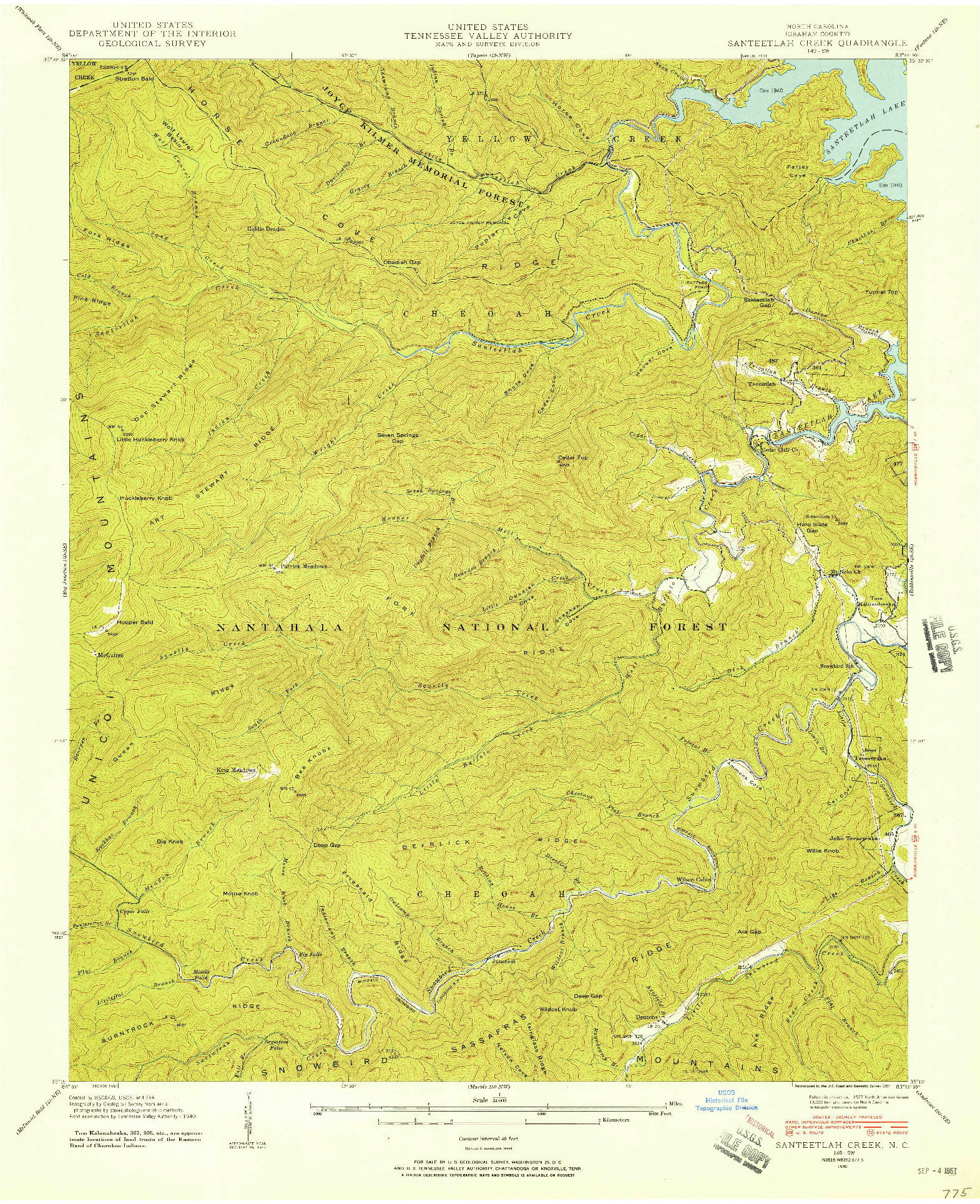 USGS 1:24000-SCALE QUADRANGLE FOR SANTEETLAH CREEK, NC 1940