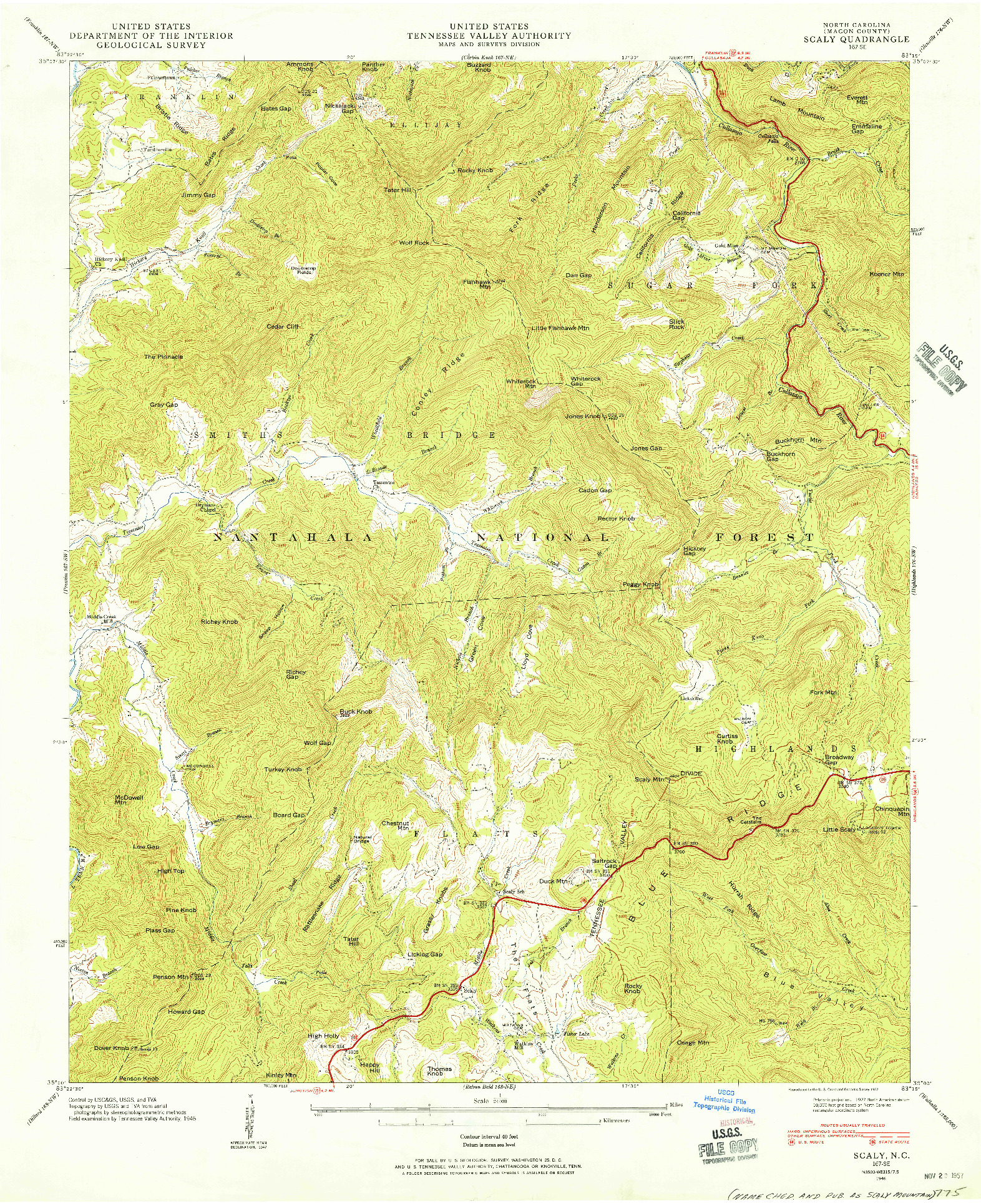 USGS 1:24000-SCALE QUADRANGLE FOR SCALY, NC 1946