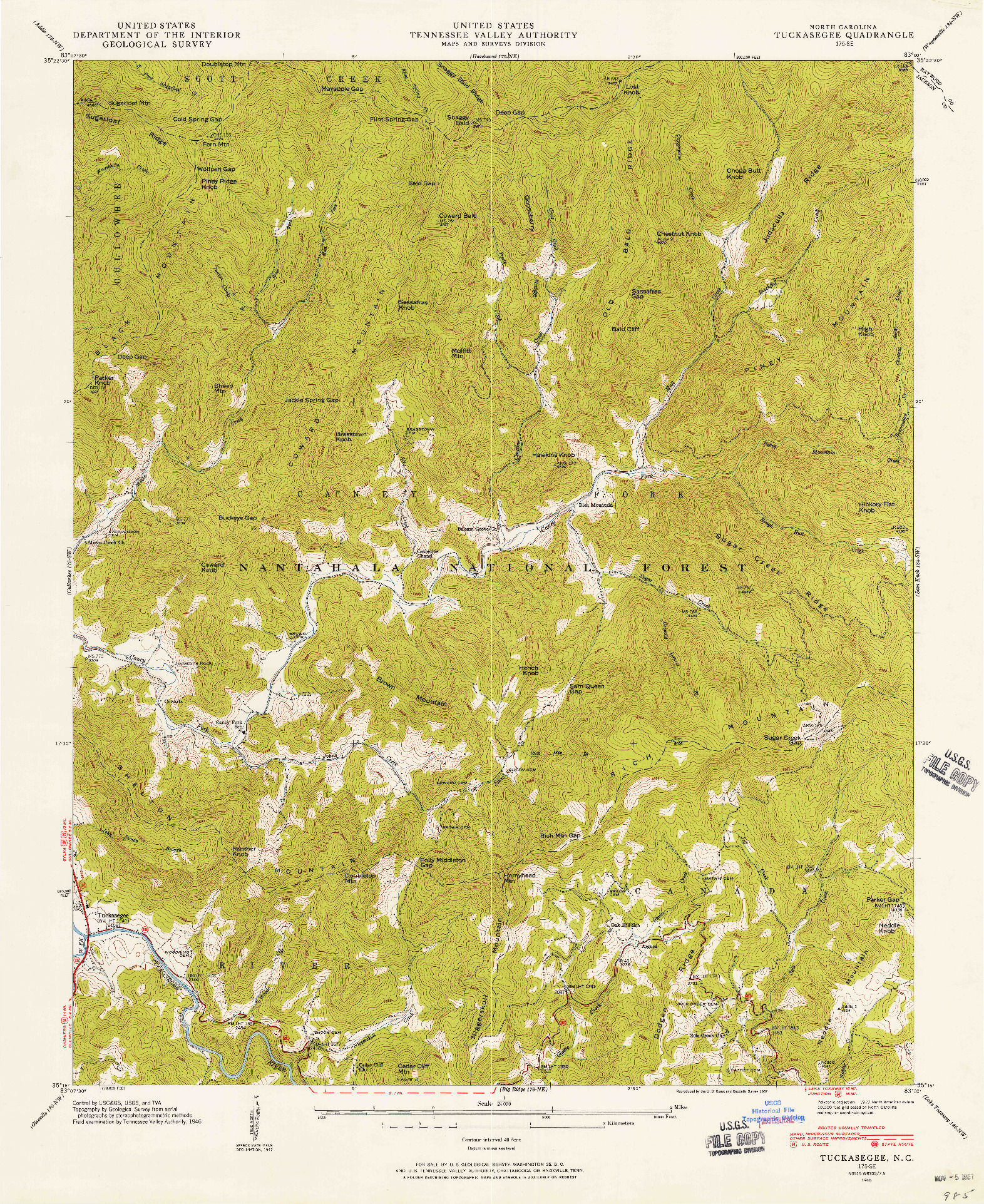 USGS 1:24000-SCALE QUADRANGLE FOR TUCKASEGEE, NC 1946